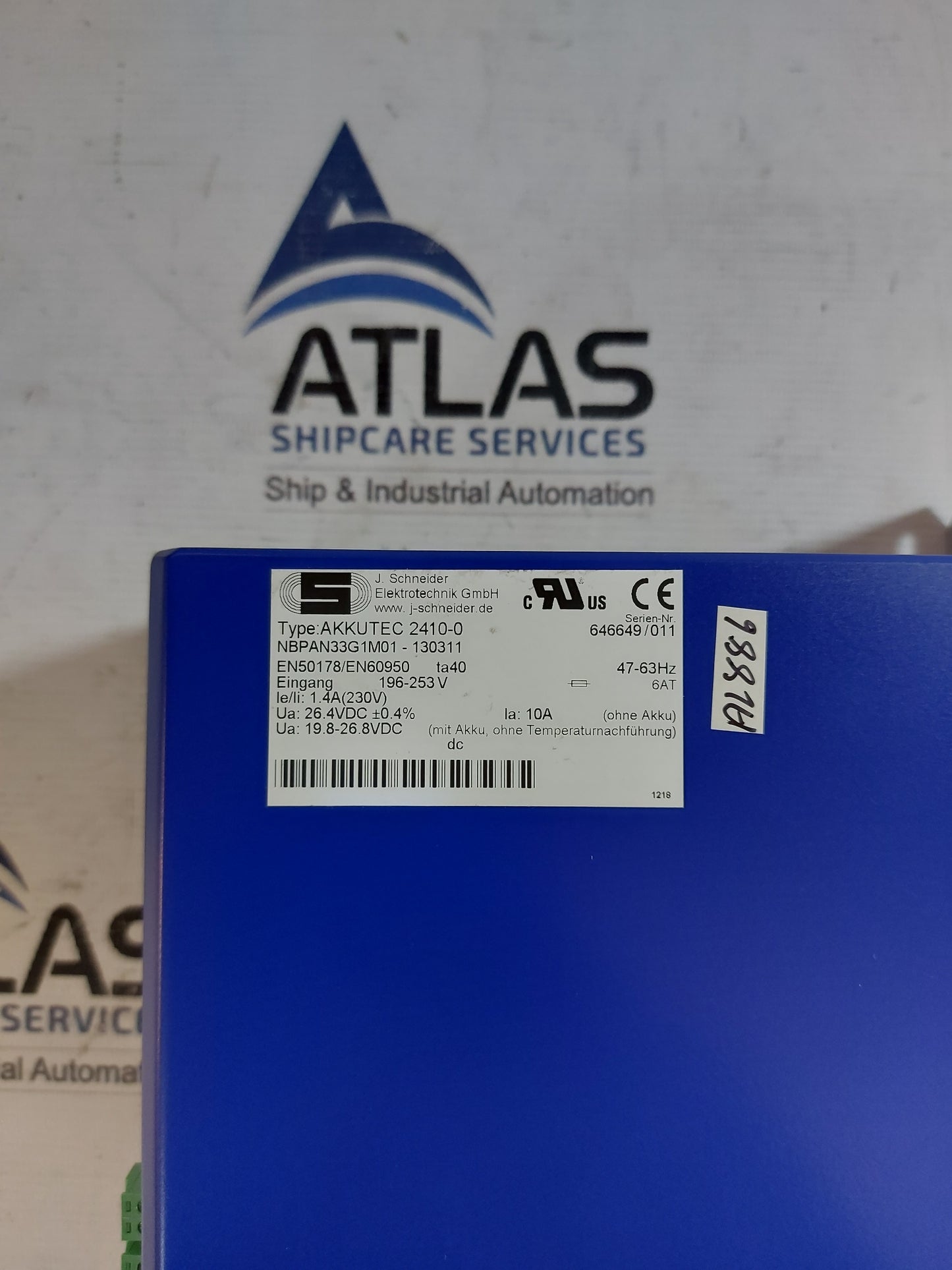 J.SCHNEIDER AKKUTEC 2410-0 BATTERY BUFFERED POWER SUPPLY