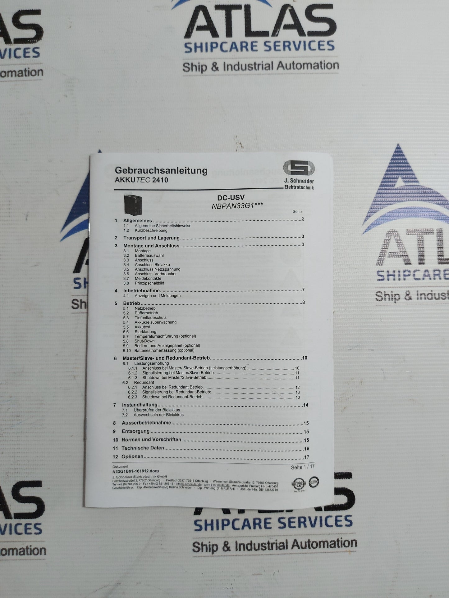 J.SCHNEIDER AKKUTEC 2410-0 BATTERY BUFFERED POWER SUPPLY