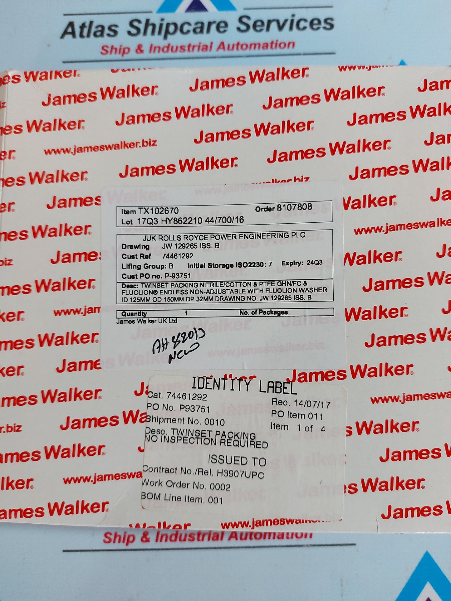 JAMES WALKER 74461292 TWINSET PACKING SEAL GASKET