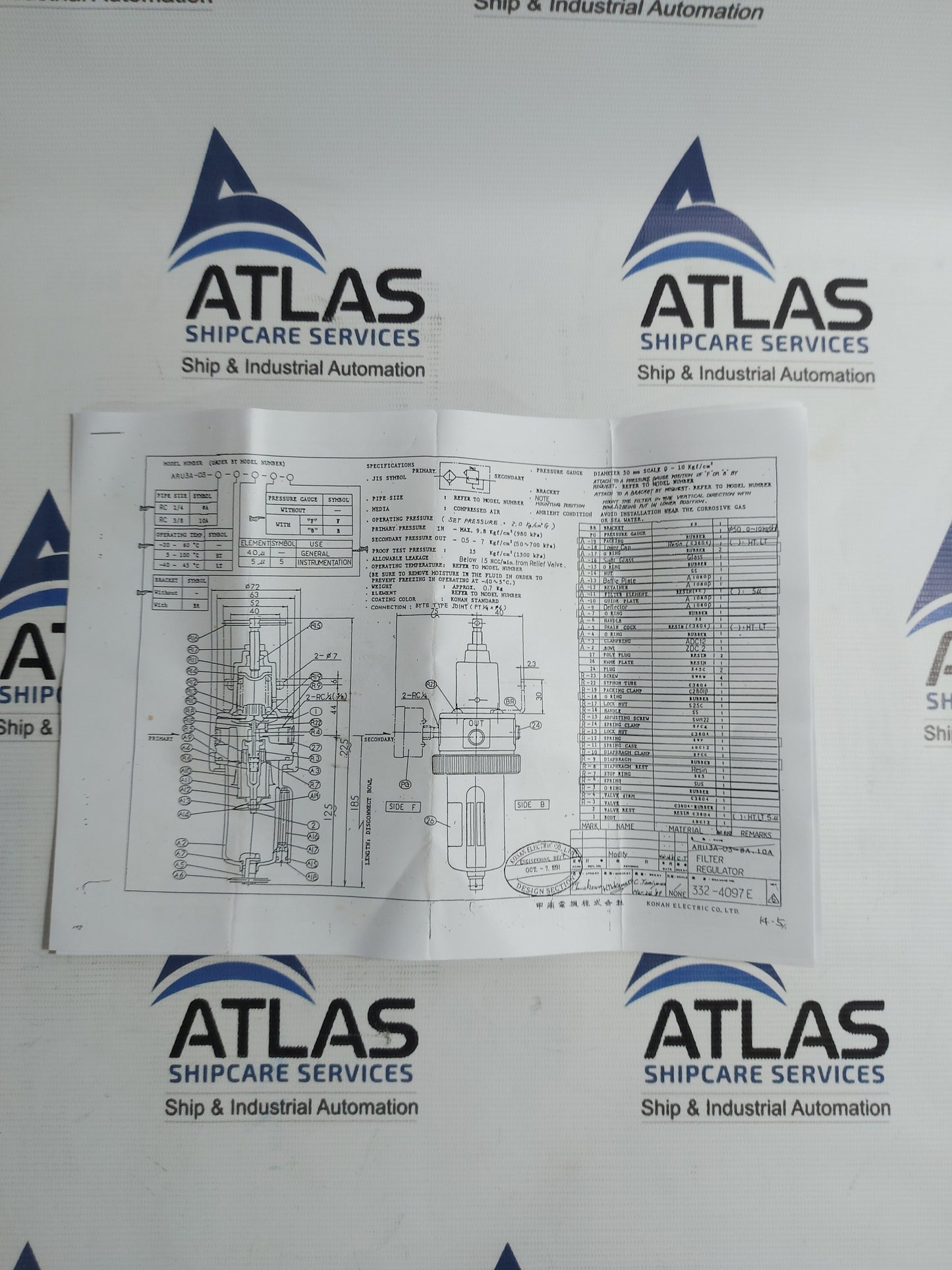 KONAN ARU3APS-04-15A-5 FILTER REGULATOR VALVE