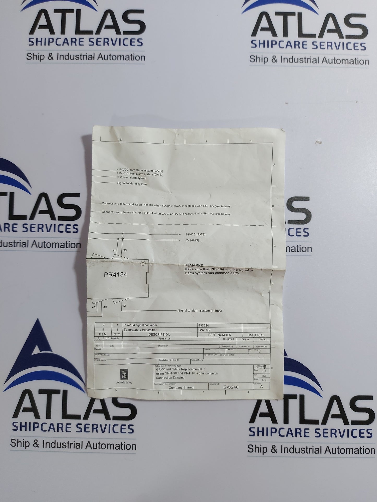 KONGSBERG GN-100/A CONNECTION BOX THERMOCOUPLE AMPLIFIER