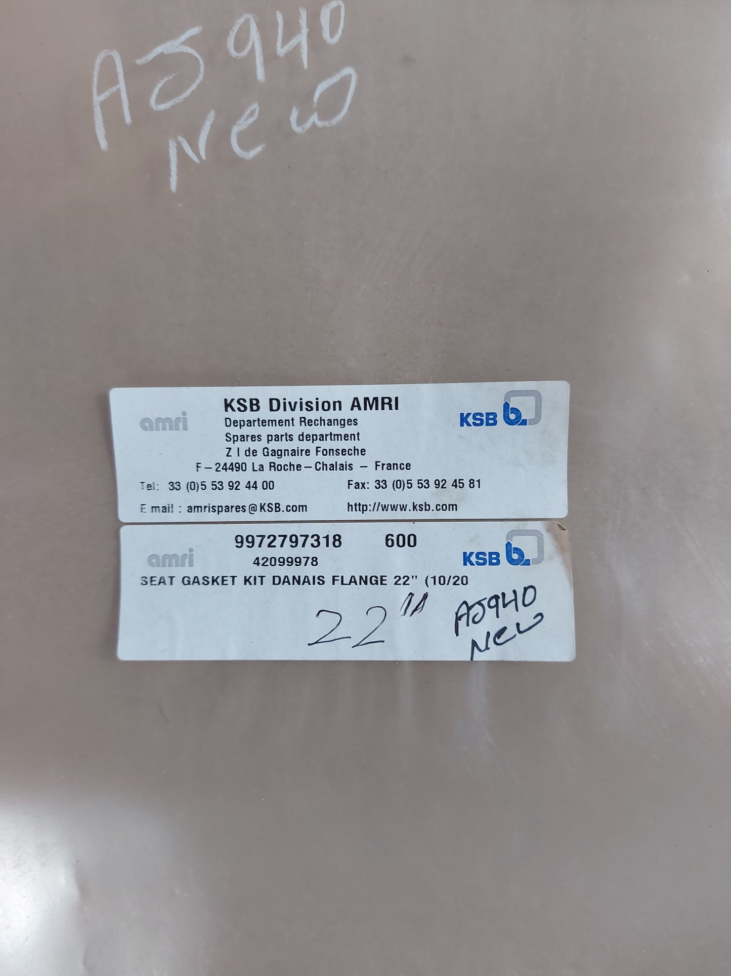 KSB AMRI 42099978 SEAT GASKET KIT DANAIS FLANGE 22" (10/20b)