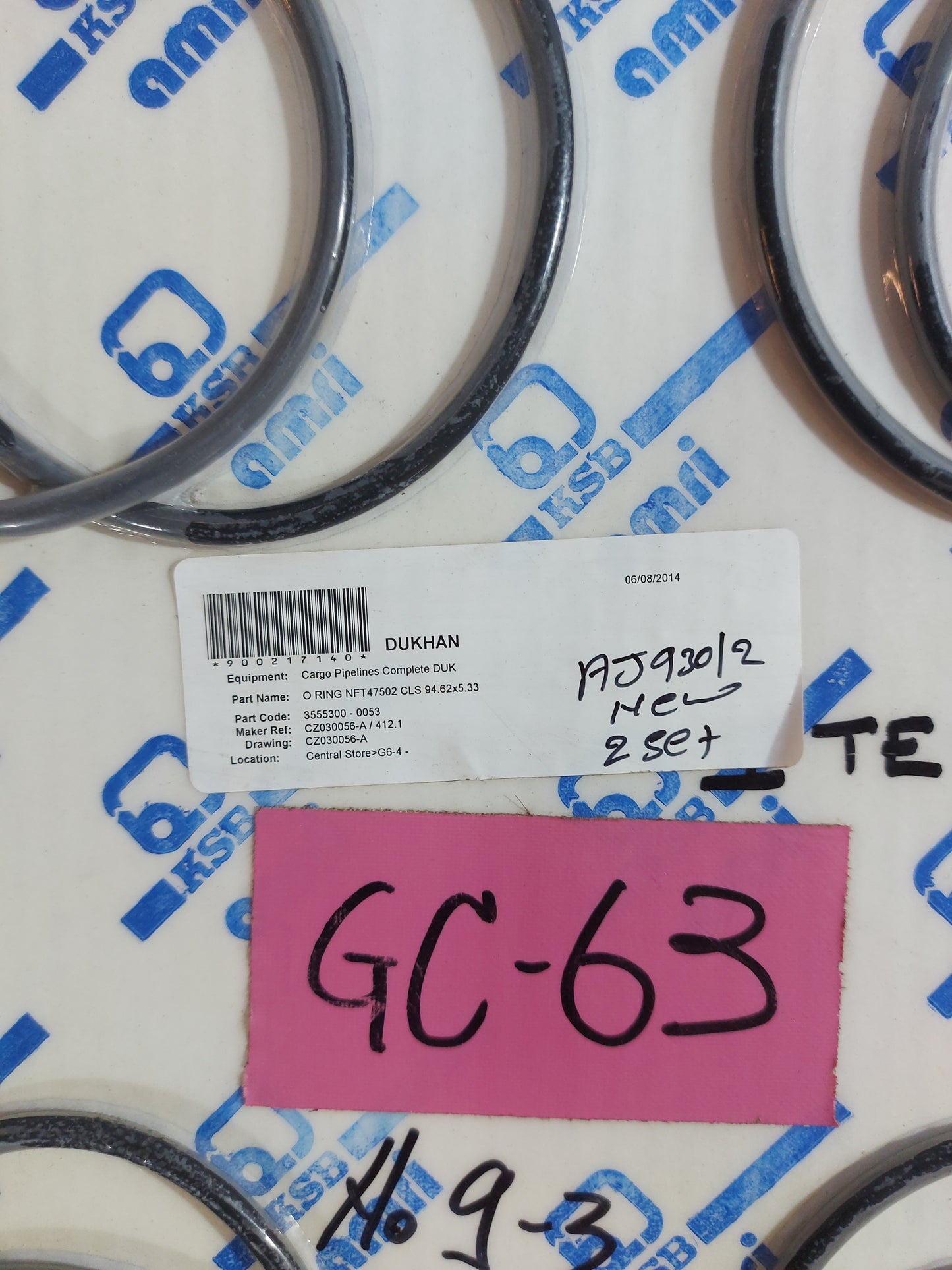 KSB AMRI O-RING NFT47502 CLS 94.62 x 5.33
