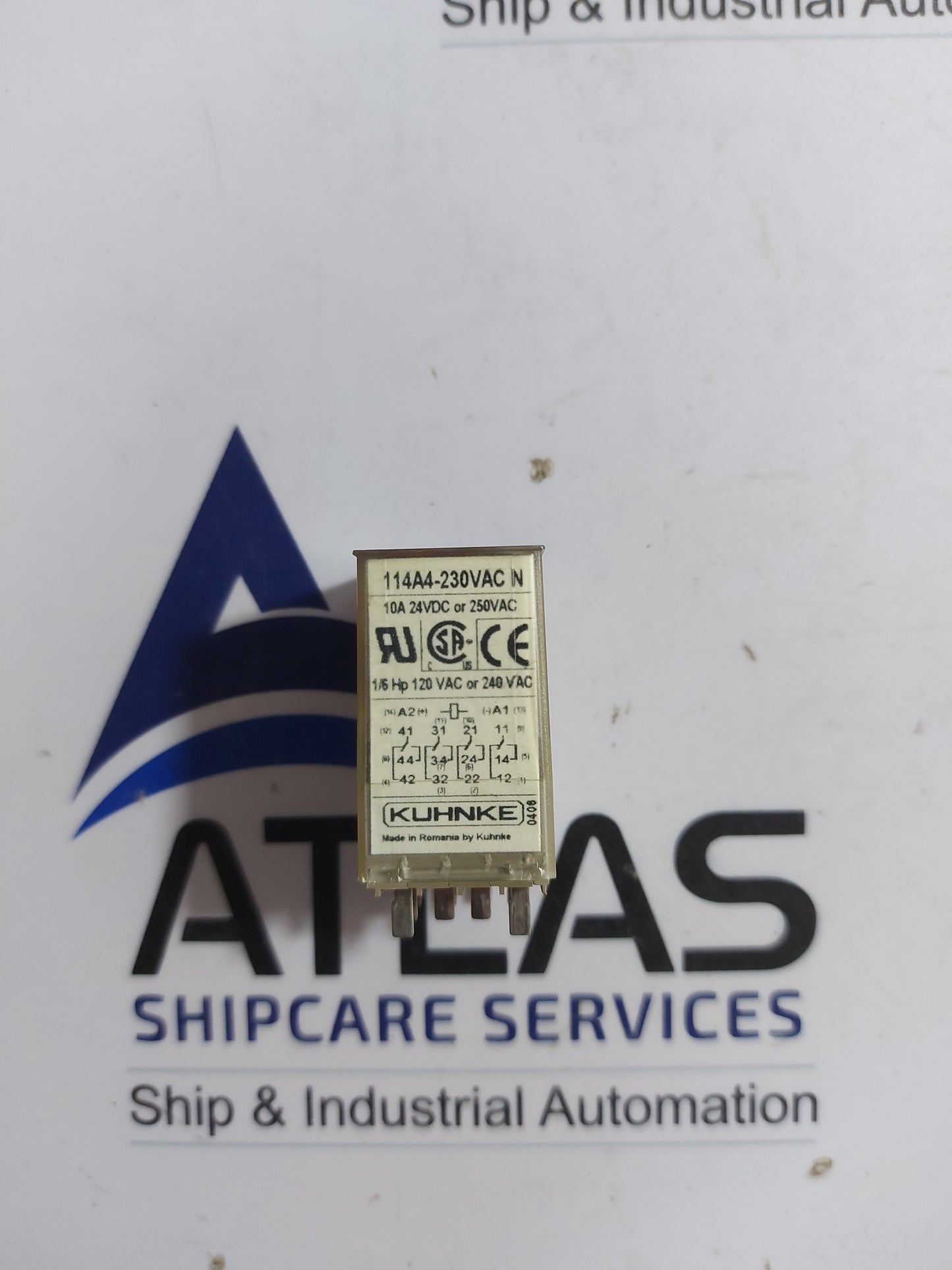 KUHNKE 114A-230VAC N QUATTRO-RELAY 10A 24VDC Or 250VAC