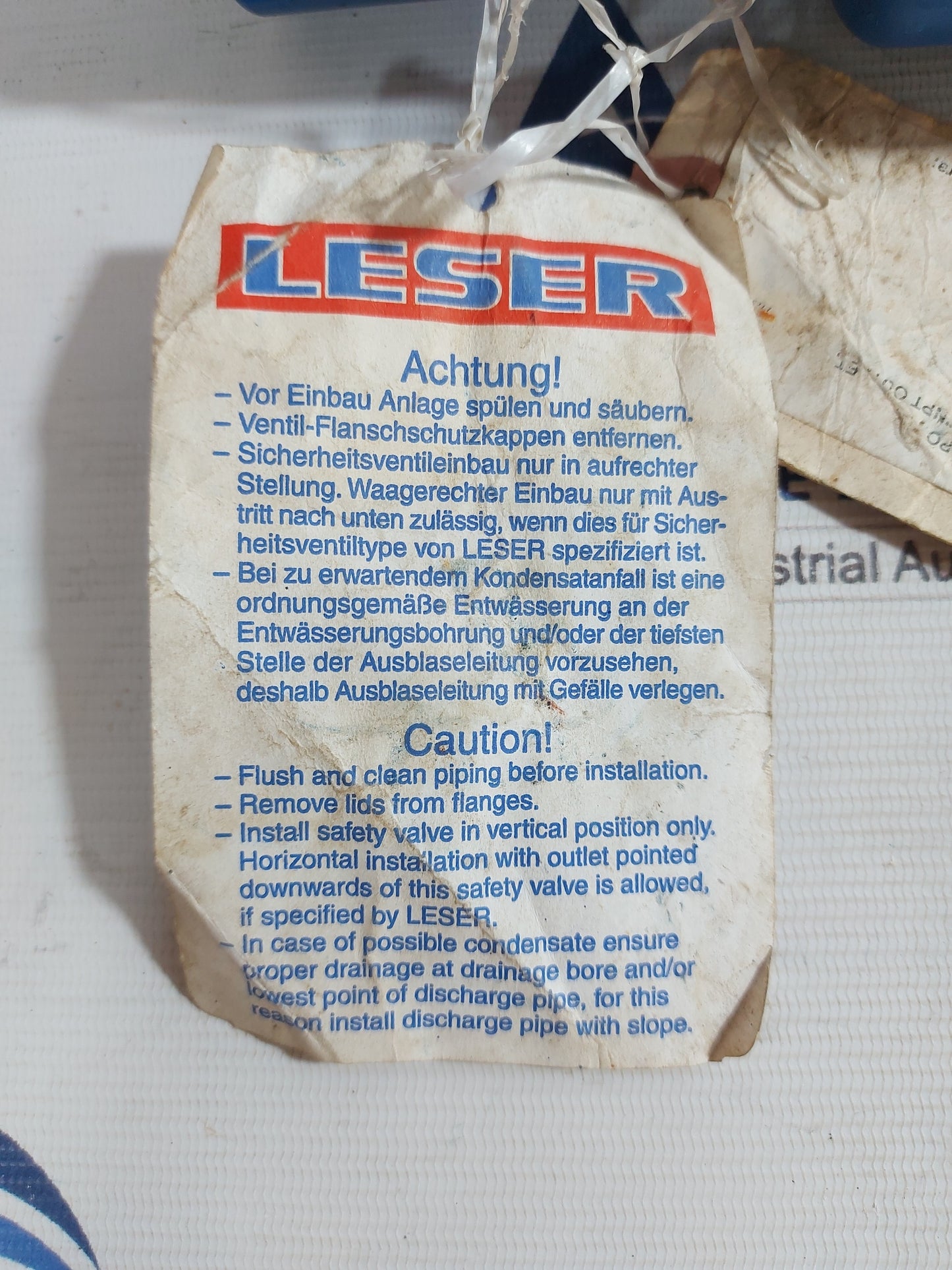 LESER 4592.2482 THREADED RELIEF SAFETY VALVE