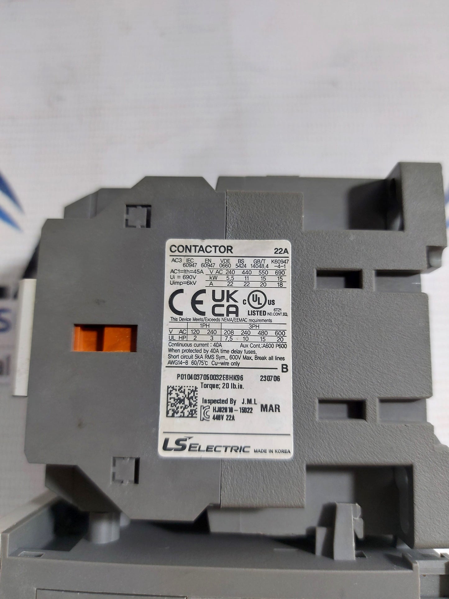 LS ELECTRIC MC-22b MAGNETIC CONTACTOR 22A 690V