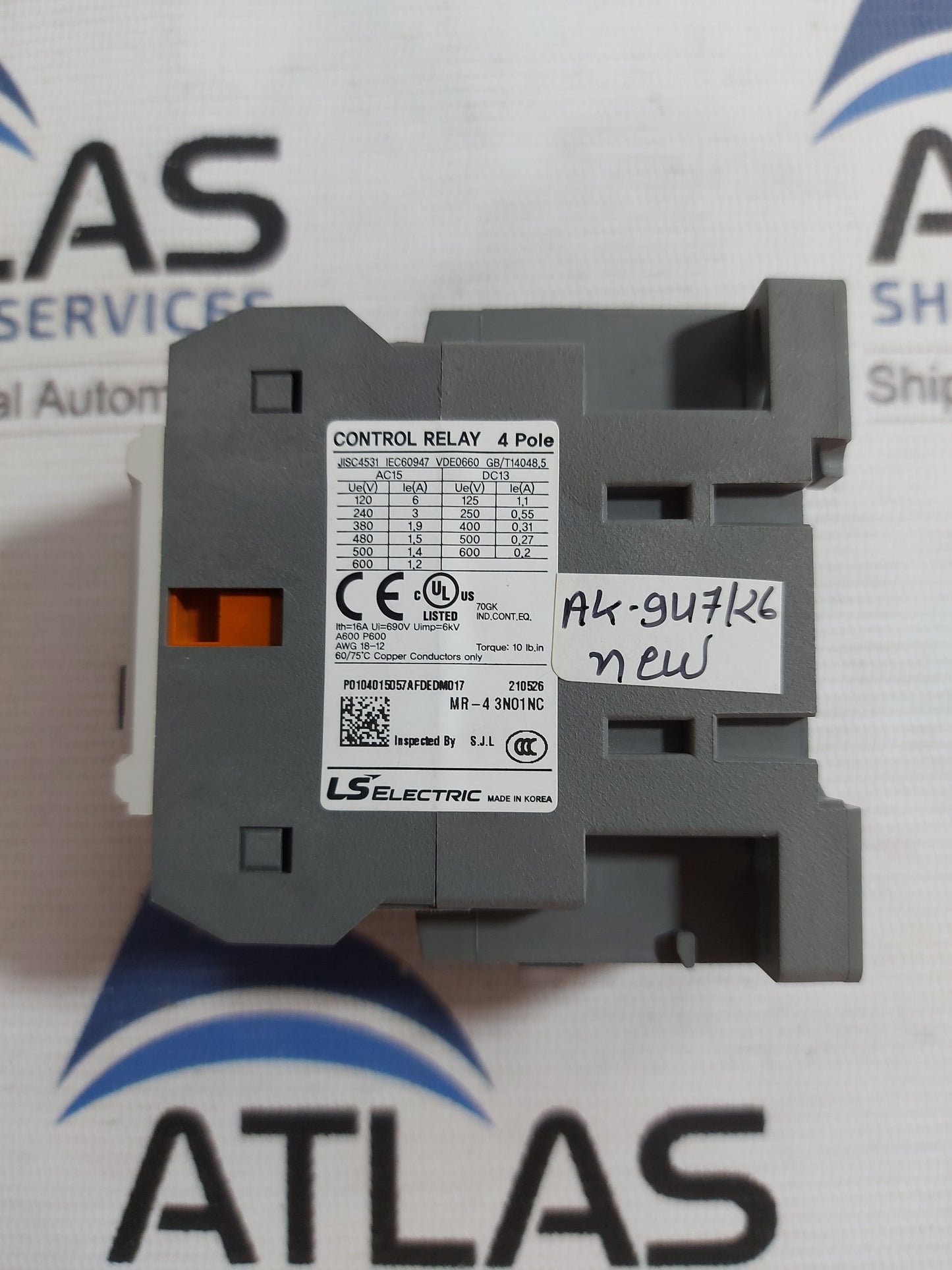 LS ELECTRIC MR-4 3a1b AUXILIARY CONTROL RELAY 4 POLE 200-220V
