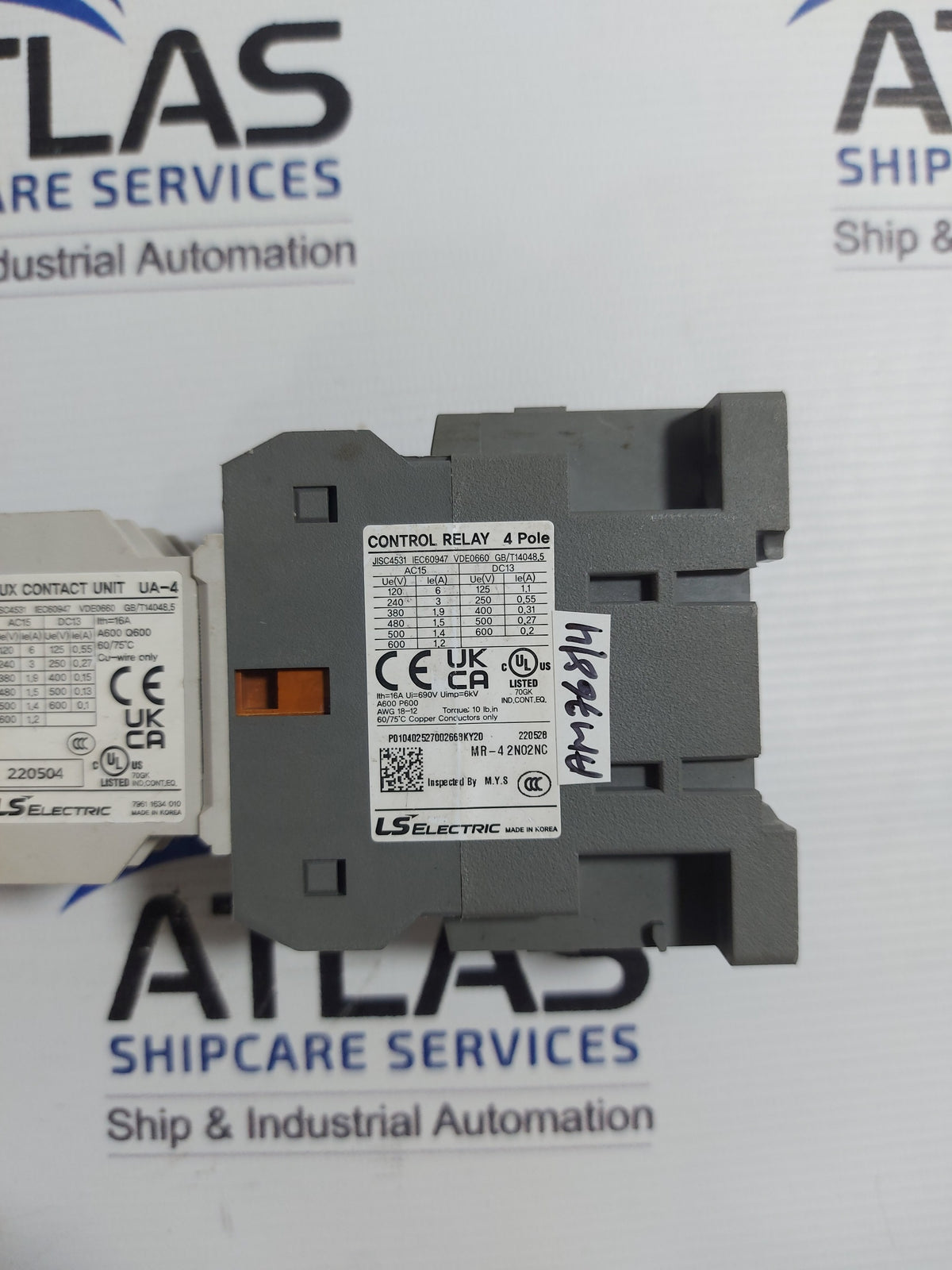 LS METASOL MR-4 2a2b CONTROL RELAY UA-4 AUX CONTACT UNIT 4 POLE