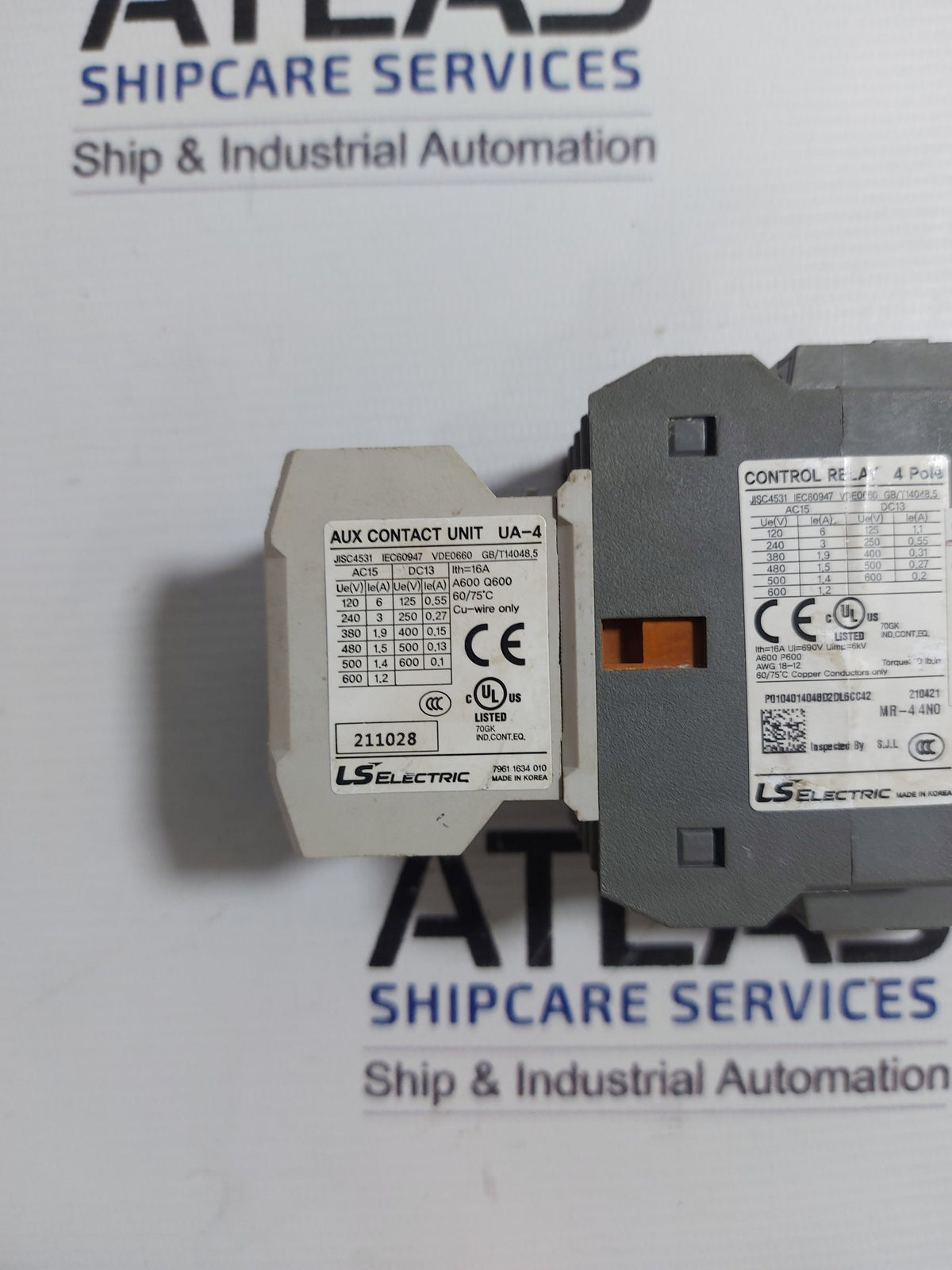 LS METASOL MR-4 4a CONTROL RELAY UA-4 AUX CONTACT UNIT 4 POLE