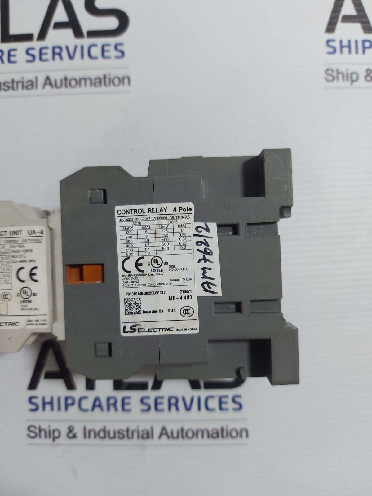 LS METASOL MR-4 4a CONTROL RELAY UA-4 AUX CONTACT UNIT 4 POLE