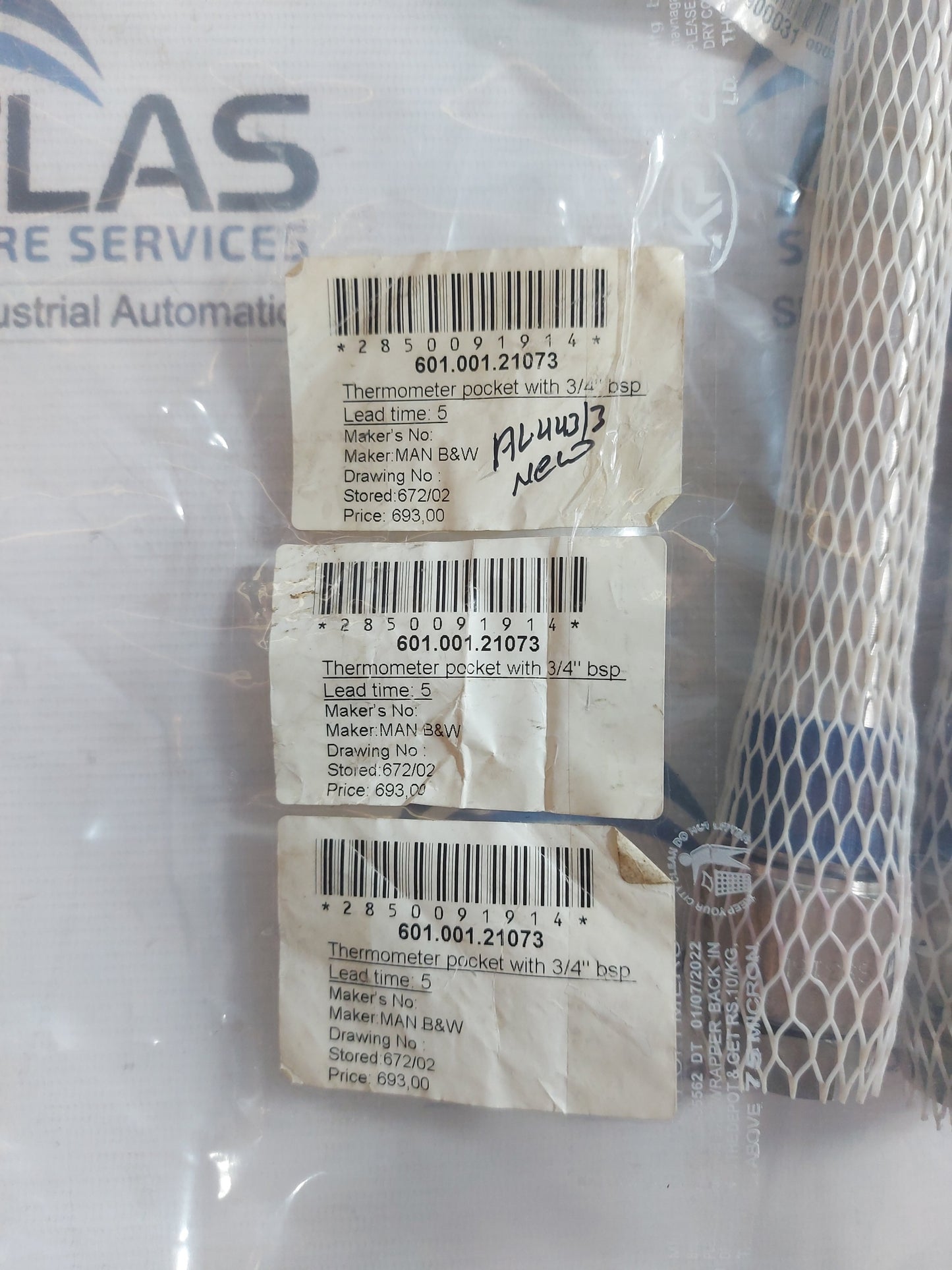 MAN DIESEL & TURBO THERMOMETER POCKET WITH 3/4" BSP LEAD TIME 5