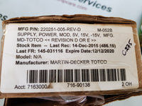 MARTIN DECKER 220251-005 DC POWER SUPPLY MODULE