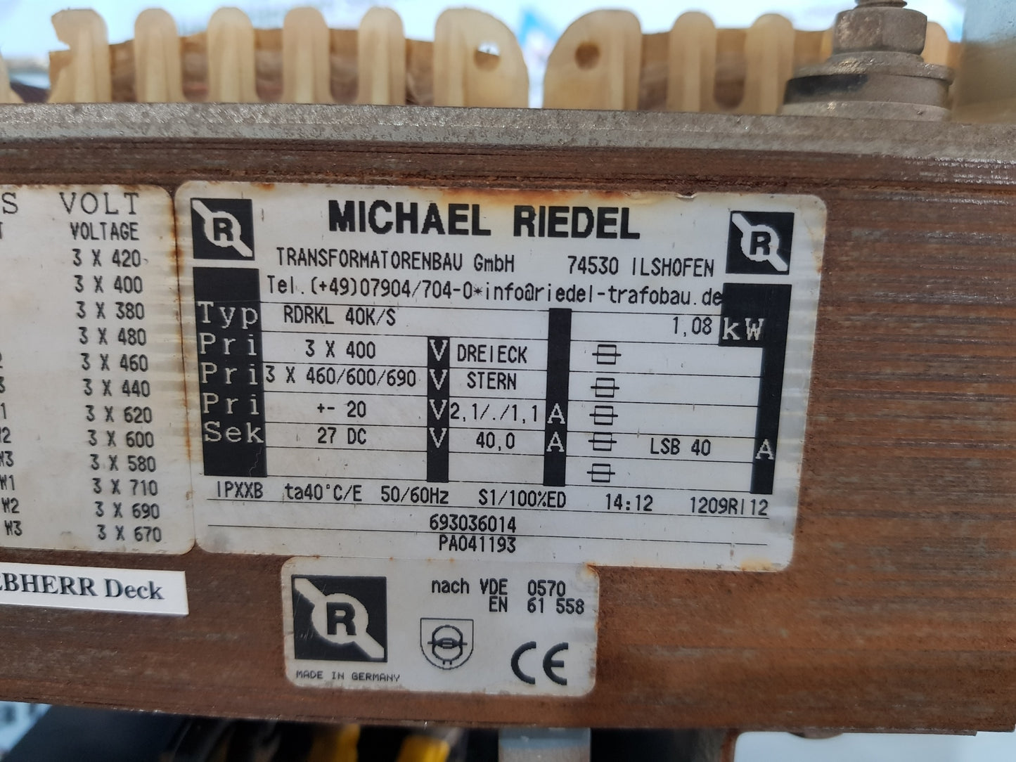 MICHAEL RIEDEL RDRKL 40K/S AC TRANSFORMAR