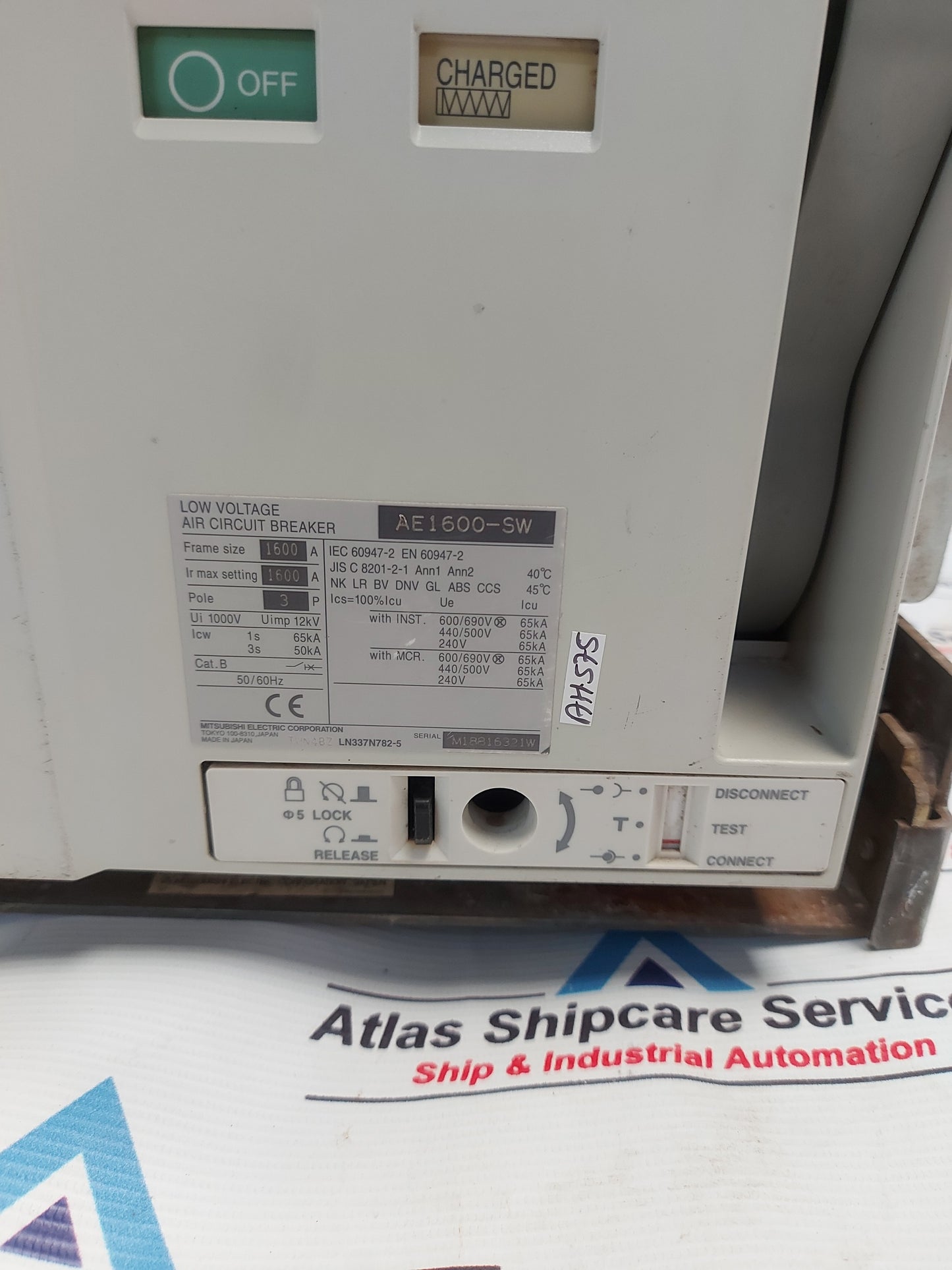 MITSUBISHI AE1600-SW LOW VOLTAGE AIR CIRCUIT BREAKER
