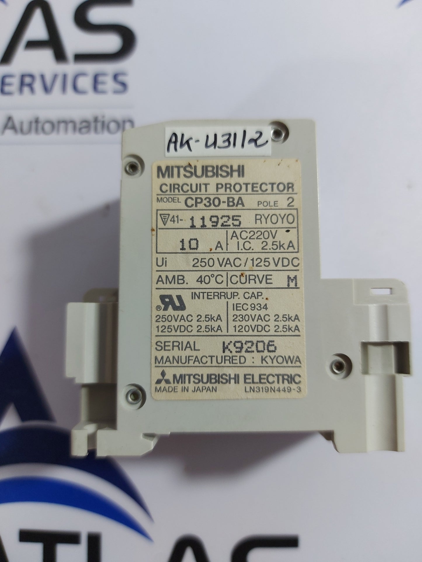 MITSUBISHI CP30-BA CIRCUIT PROTECTOR 2 POLE 10A