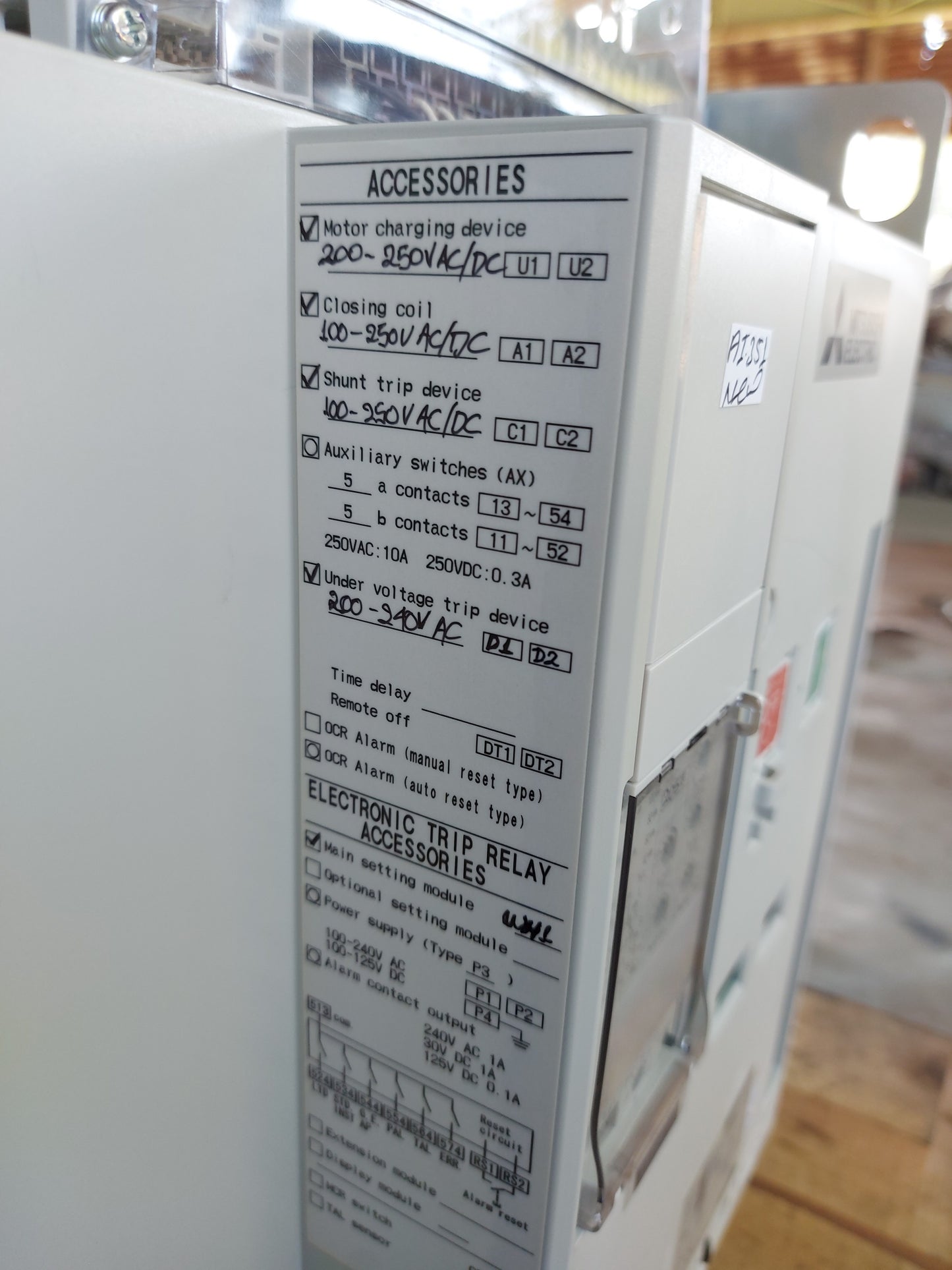 MITSUBISHI ELECTRIC AIR CIRCUIT BREAKER AE2500-SW 3P 2500A