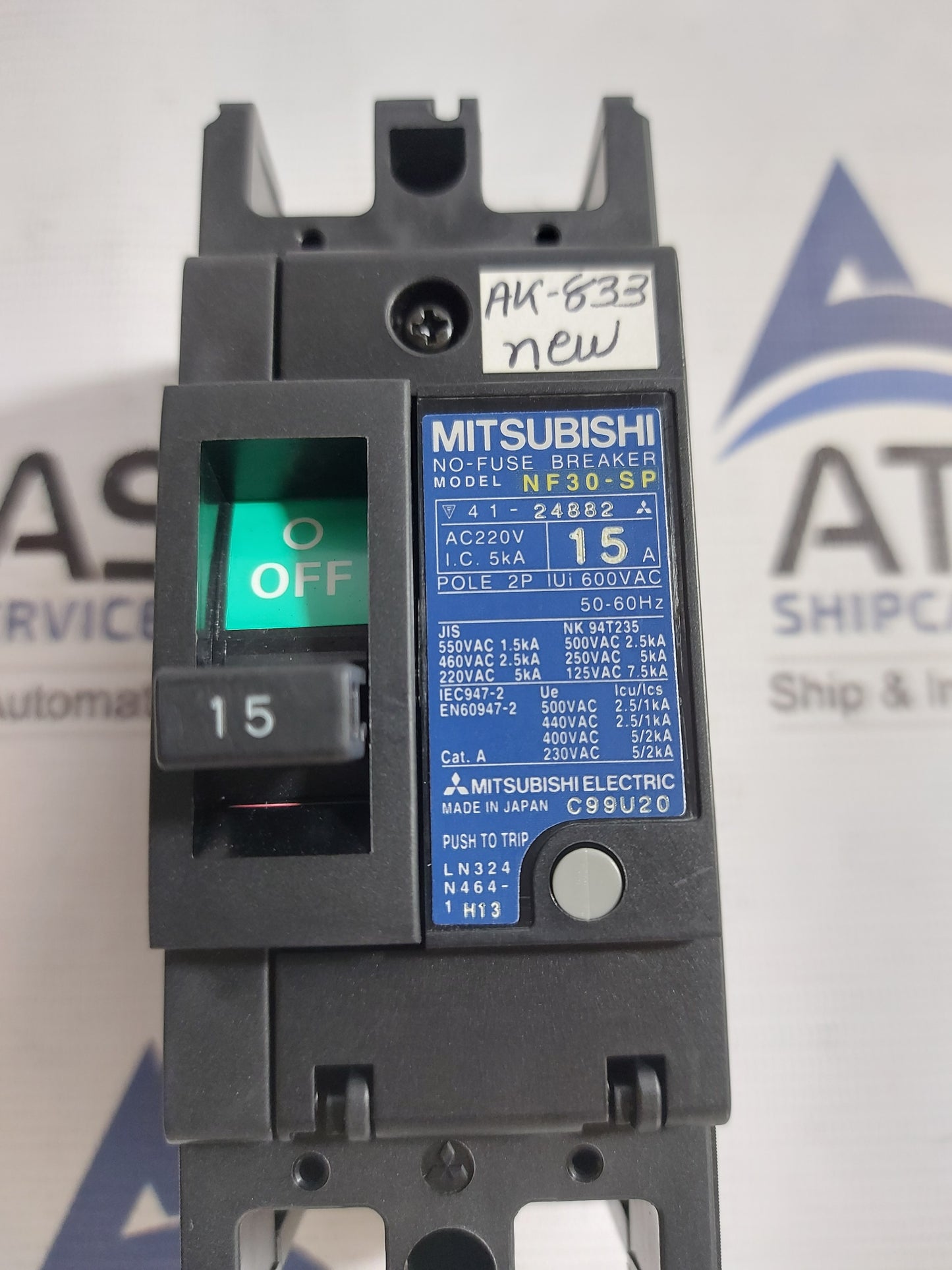 MITSUBISHI NF30-SP NO-FUSE BREAKER 2 POLE 15A