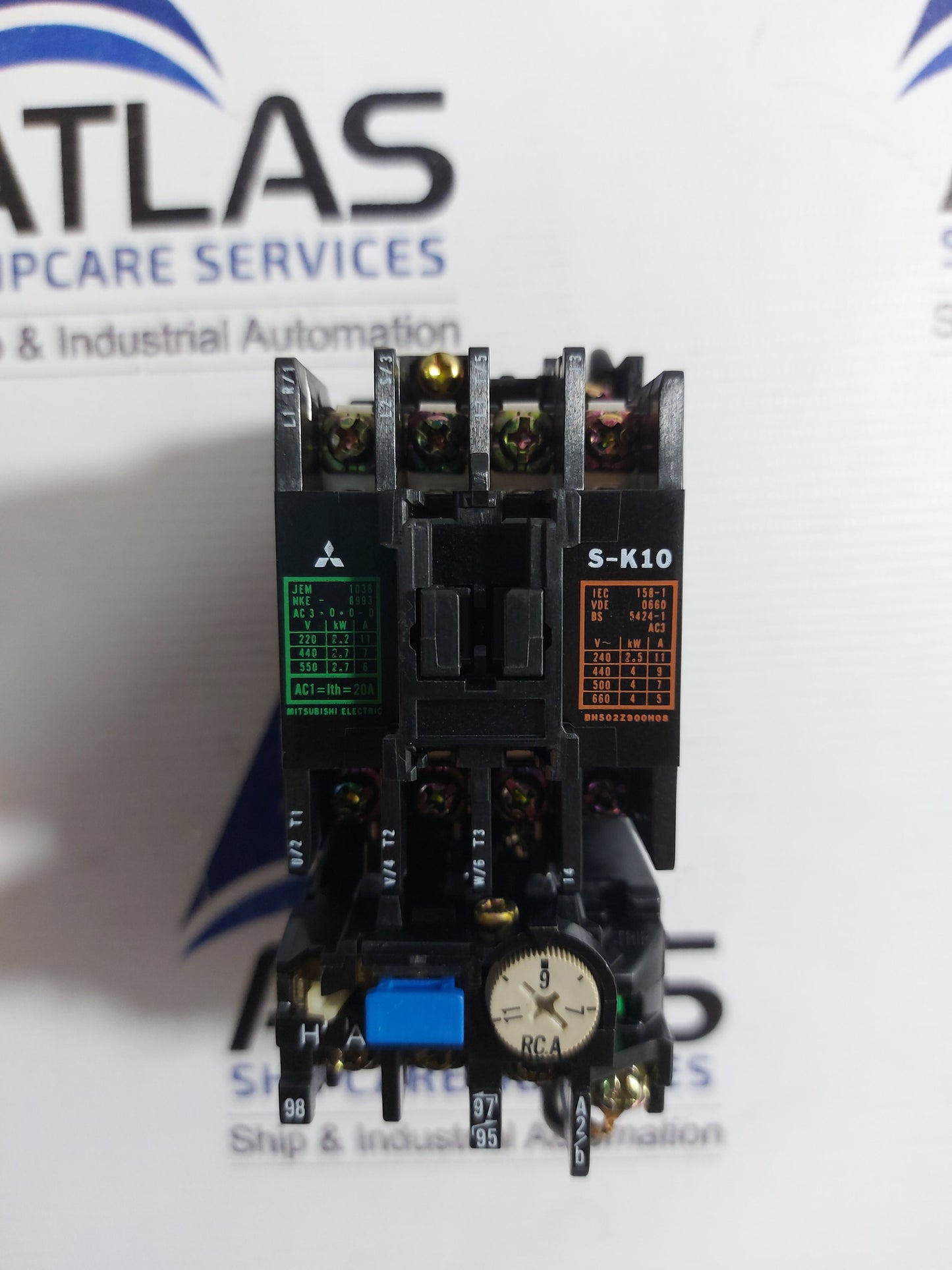 MITSUBISHI S-K10 MAGNETIC CONTACTOR WITH TH-K12AB THERMAL OVERLOAD RELAY MODULE