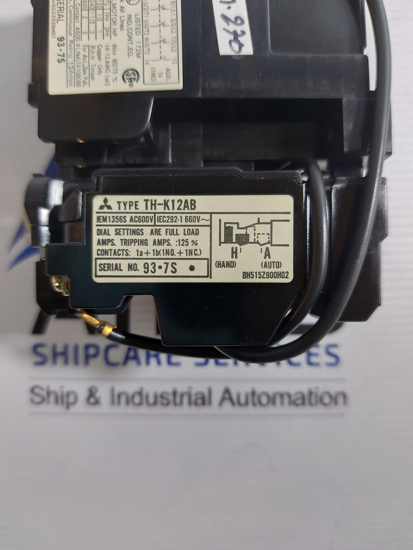 MITSUBISHI S-K10 MAGNETIC CONTACTOR WITH TH-K12AB THERMAL OVERLOAD RELAY MODULE