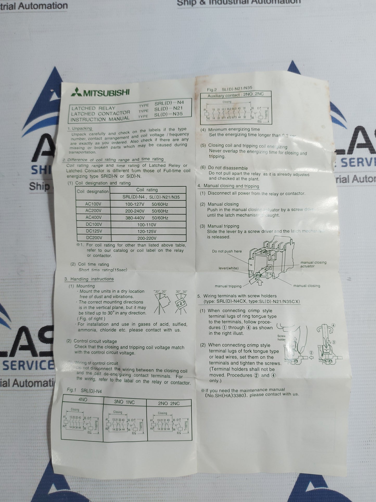 MITSUBISHI SRL-N4 LATCHED RELAY