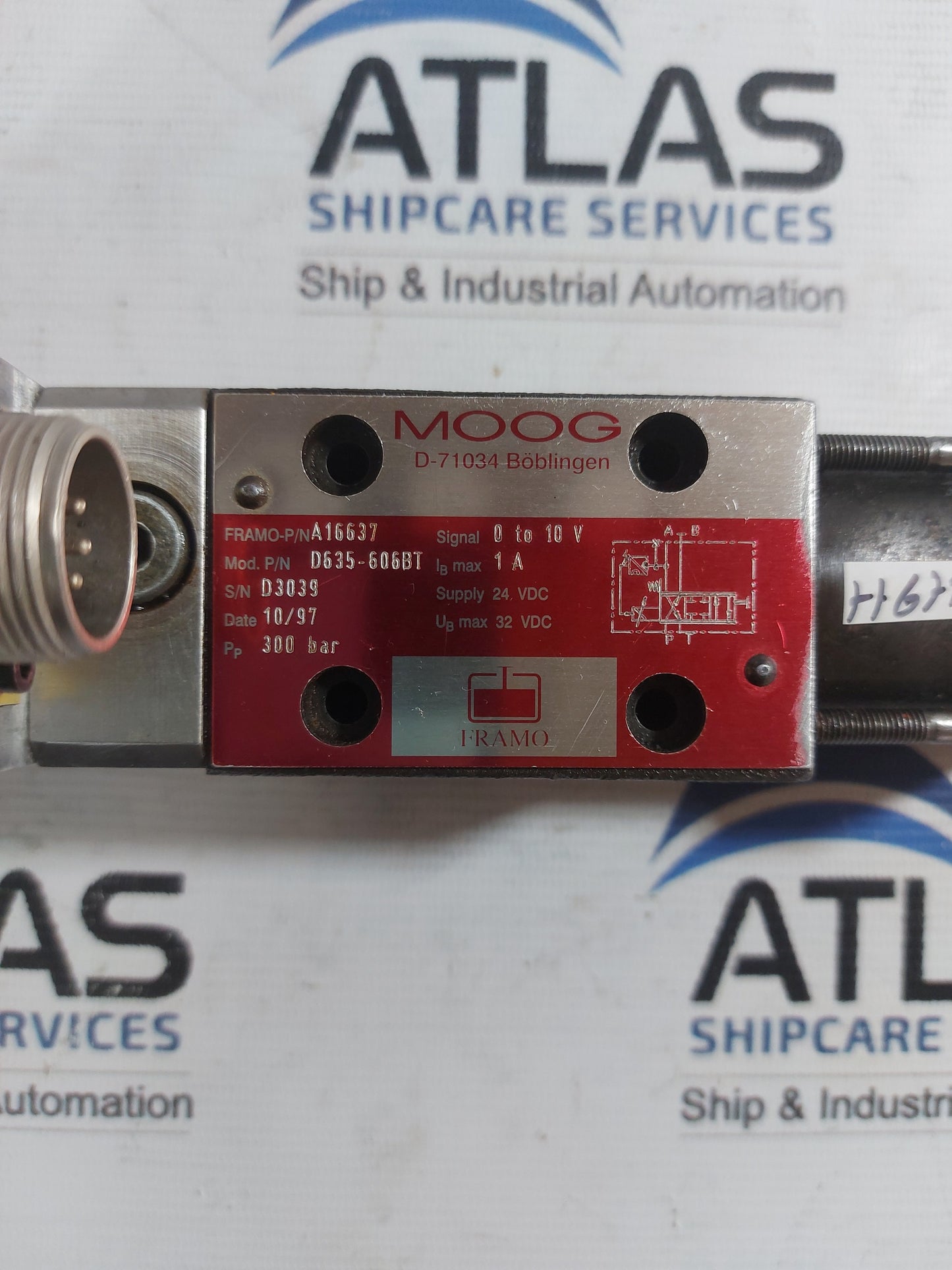 MOOG D635-606BT PROPORTIONAL CONTROL VALVE BAR 300 A16637