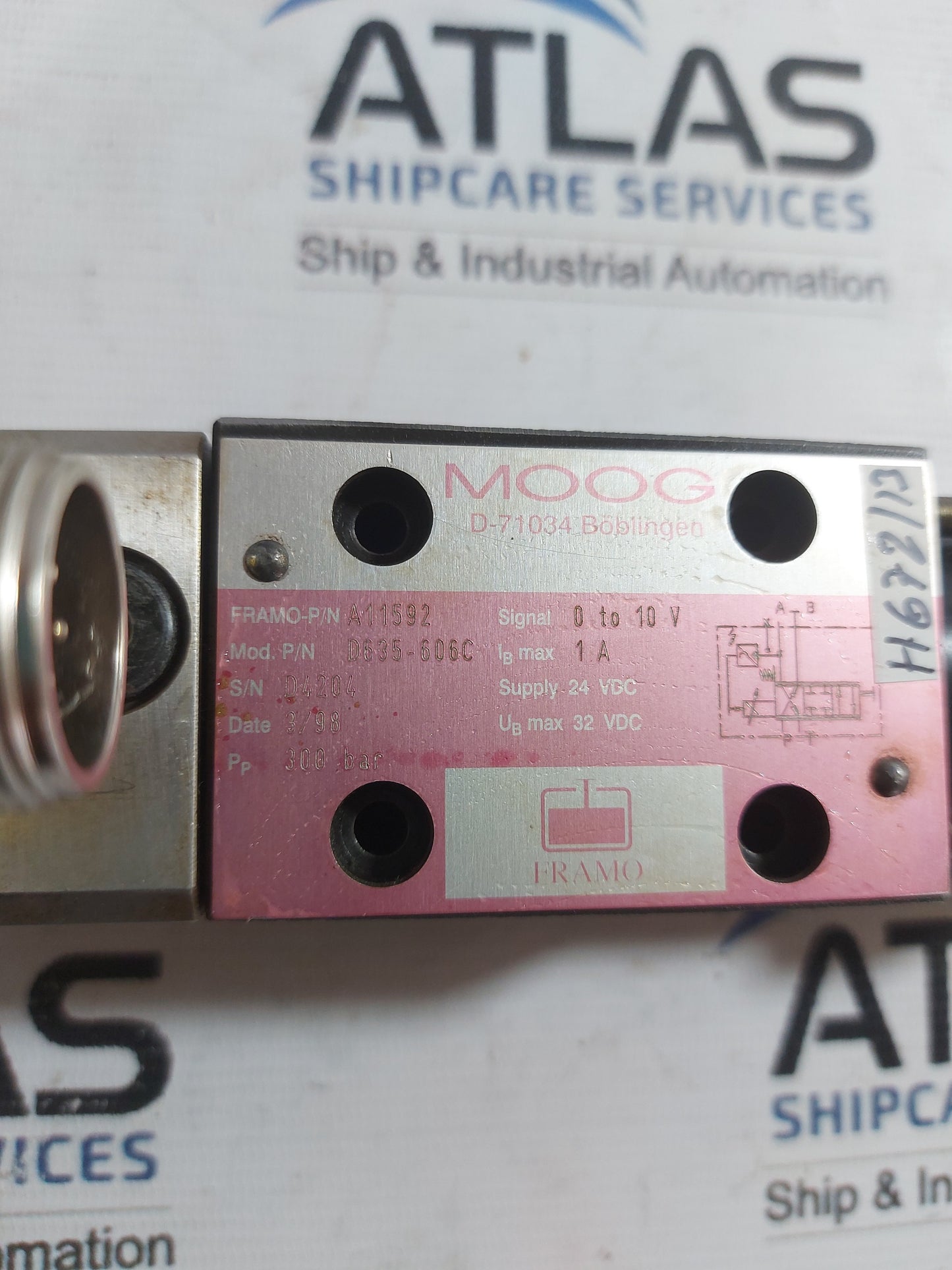 MOOG D635-606C PROPORTIONAL CONTROL VALVE 300 BAR A11592