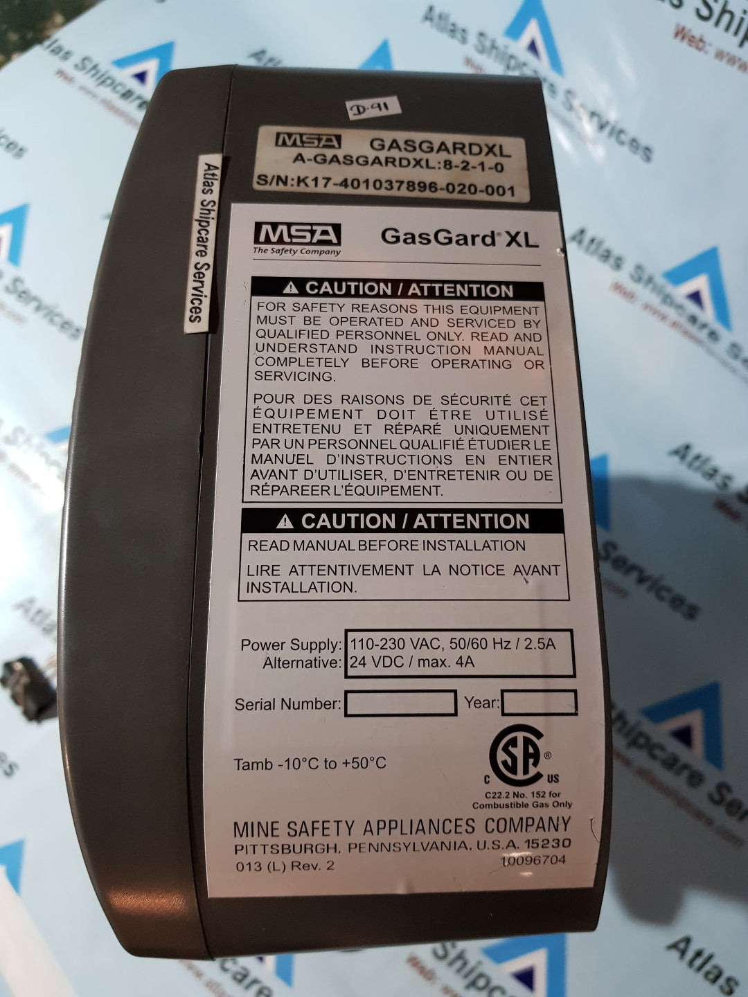 MSA GASGARD XL A-GASGARDXL 8-2-1-0 GAS CONTROLLER
