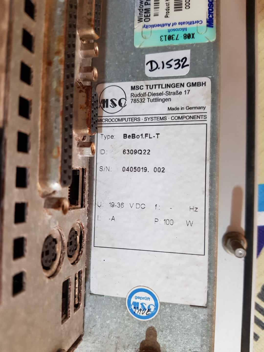 MSC TUTTLINGEN BeBo1.FL-T TOUCH PANEL