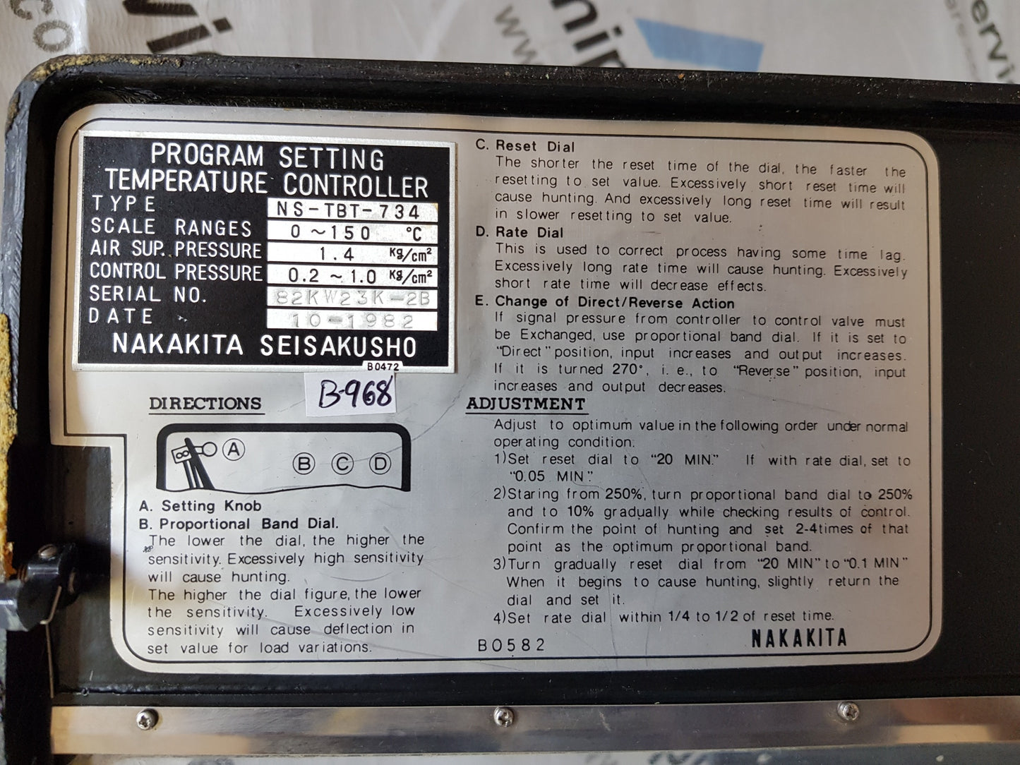 NAKAKITA SEISAKUSHO TEMP. CONTROLLER FOR MAIN ENGINE F.O. HEATER