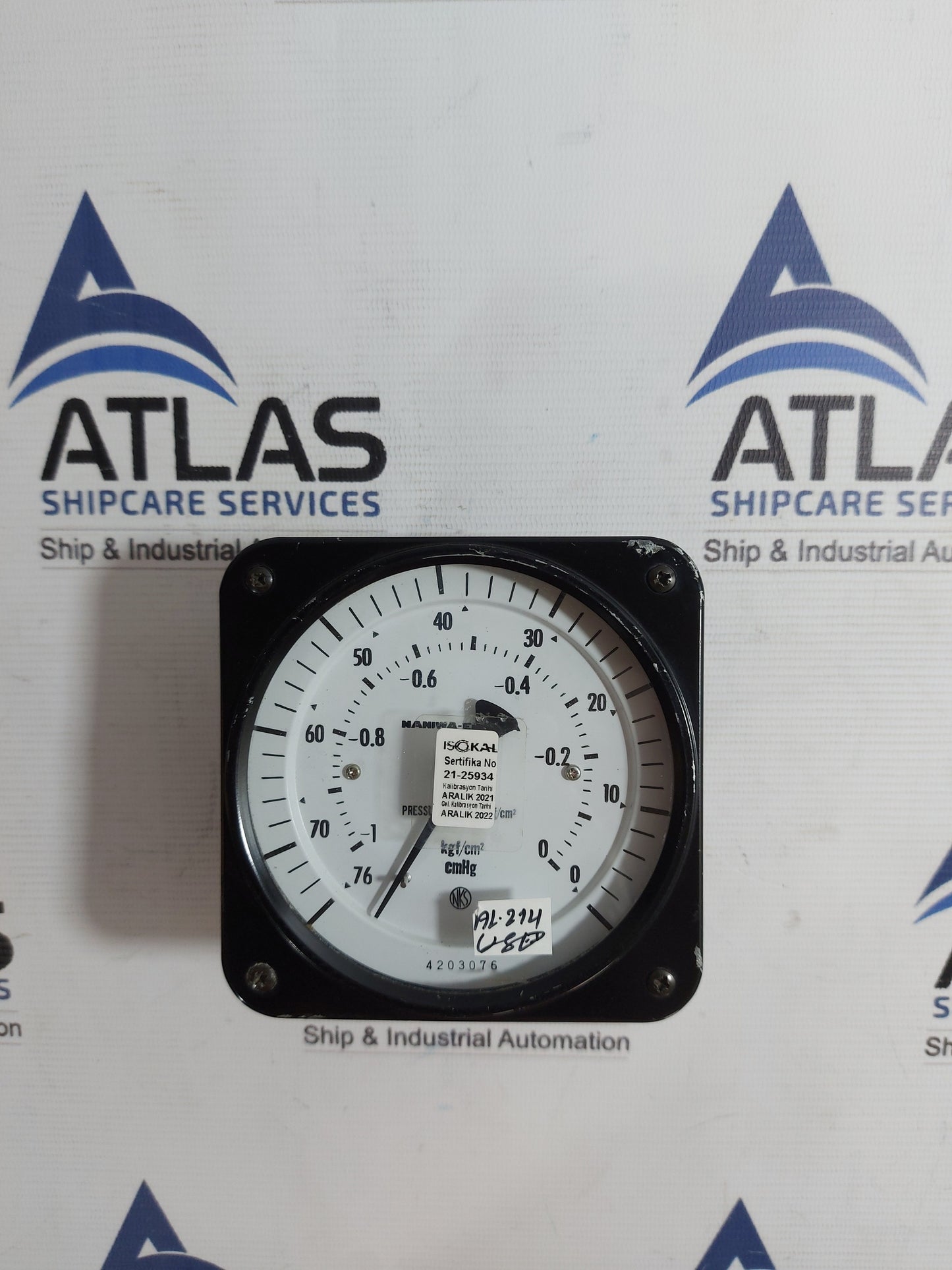 NANIWA-EU PRESSURE METER GAUGE 76 cmHg -1 ~ 0 Kgf/cm2