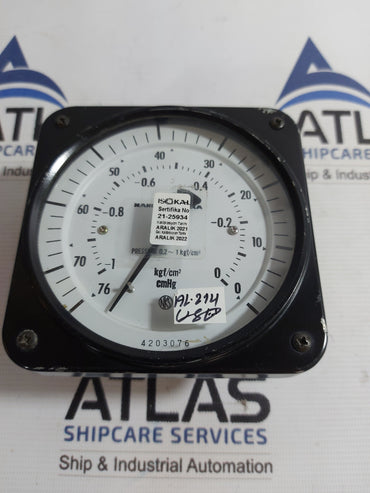 NANIWA-EU PRESSURE METER GAUGE 76 cmHg -1 ~ 0 Kgf/cm2