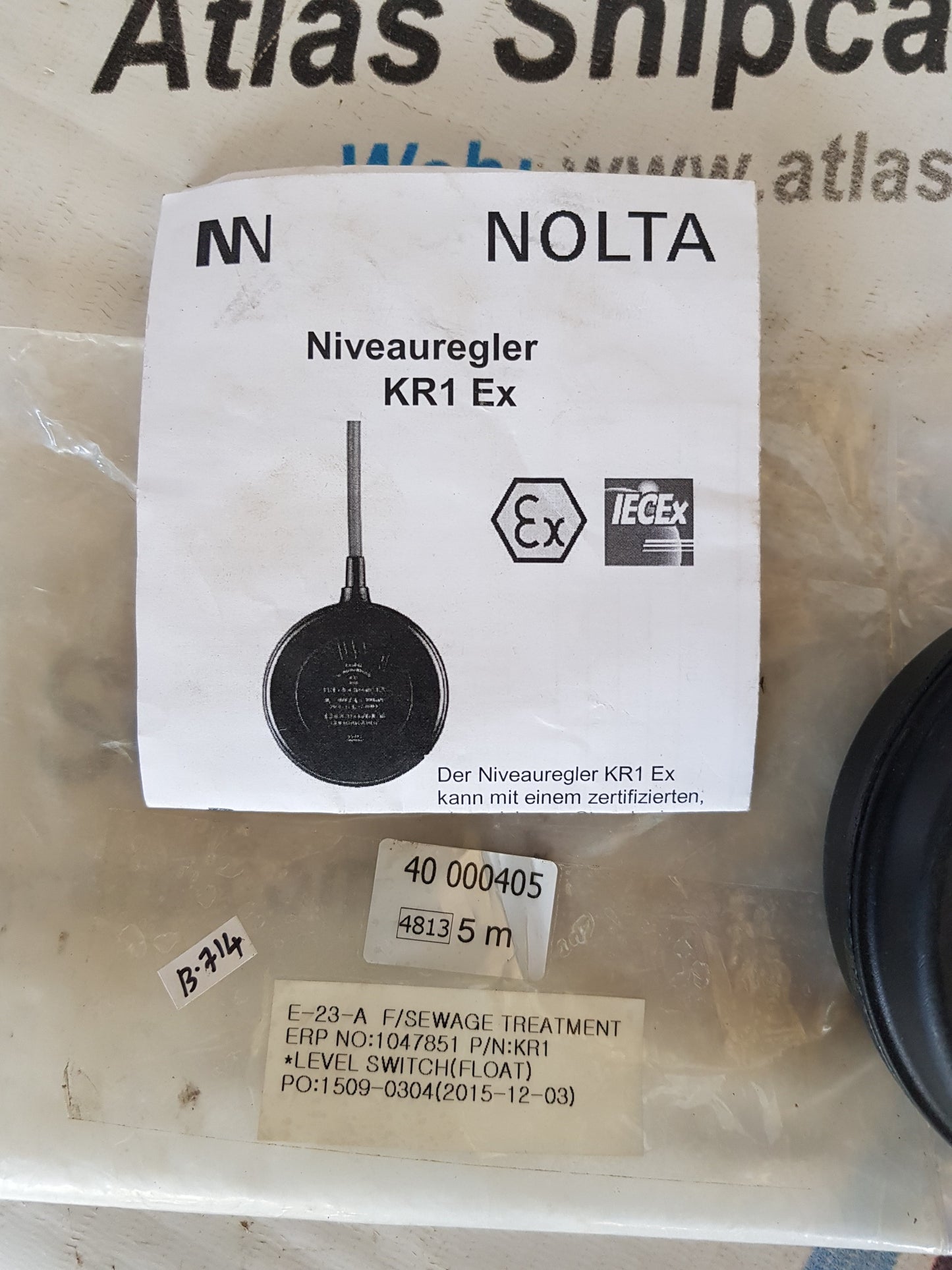 NOLTA ATEX FLOAT SWITCH KR1 EX CABLE