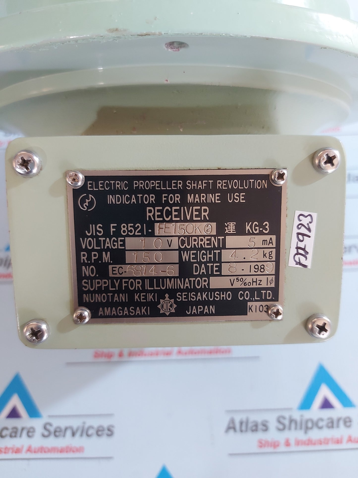 NUNOTANI KEIKI JIS F 8521-FE150KO ELECTRIC PROPELLER SHAFT REVOLUTION INDICATOR