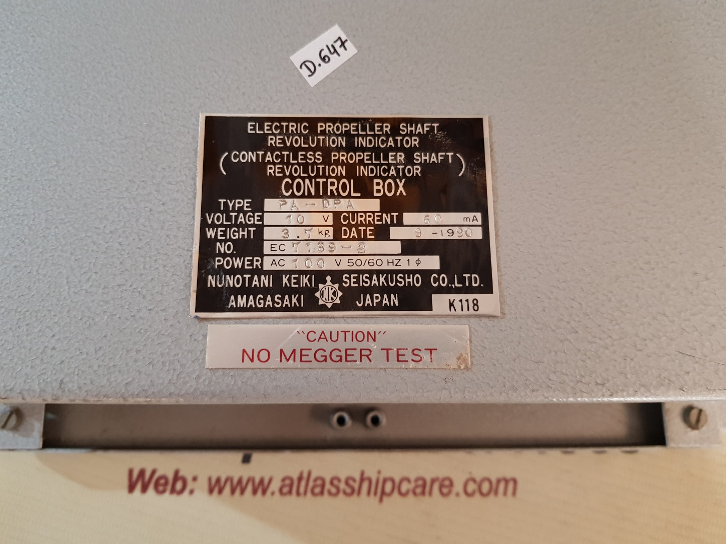 NUNOTANI KEIKI SEISAKUSHO PA-DPA ELECTRIC PROPELLER SHAFT REVOLUTION INDICATOR CONTROL