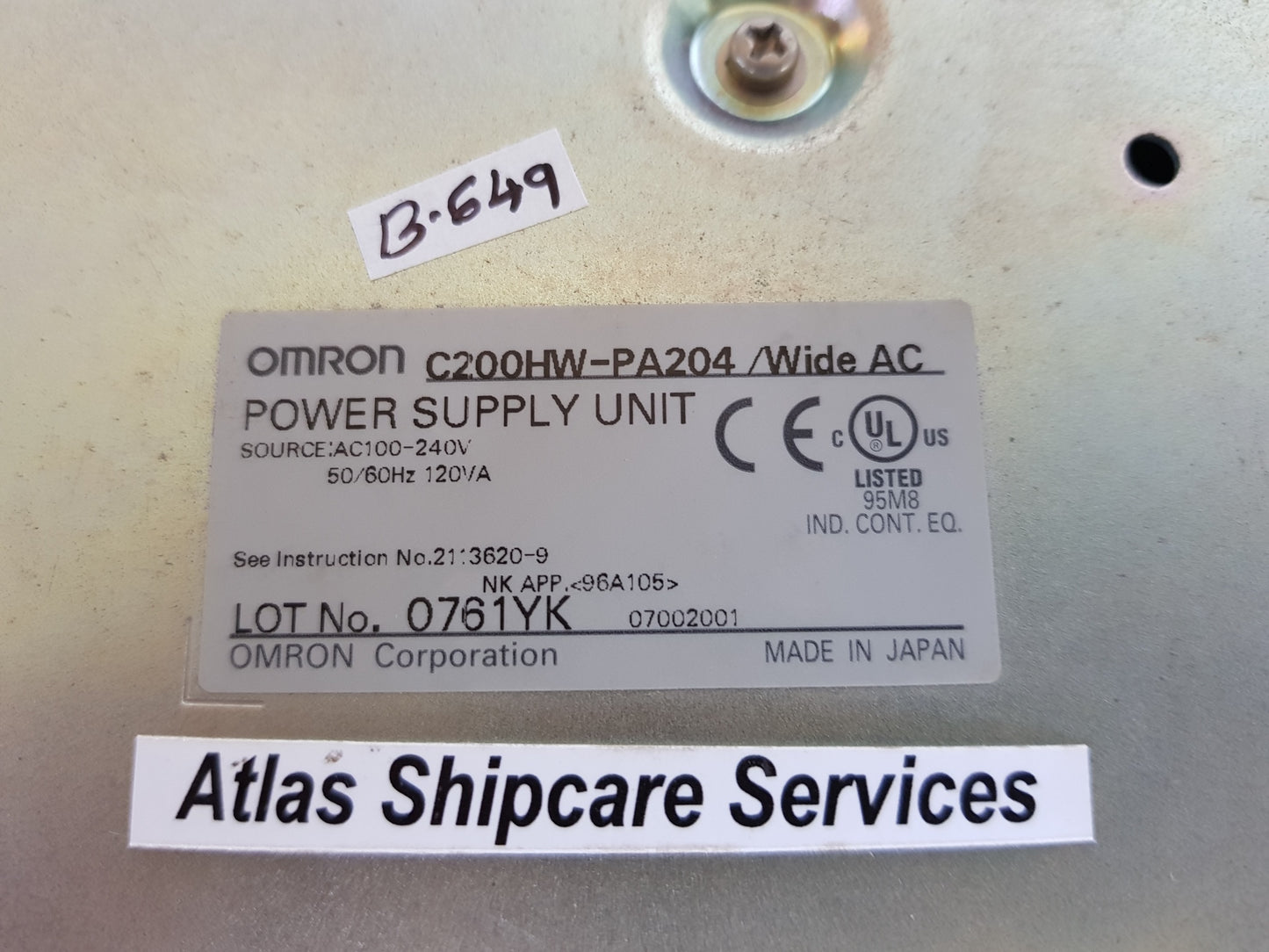 OMRON PA204 POWER SUPPLY UNIT