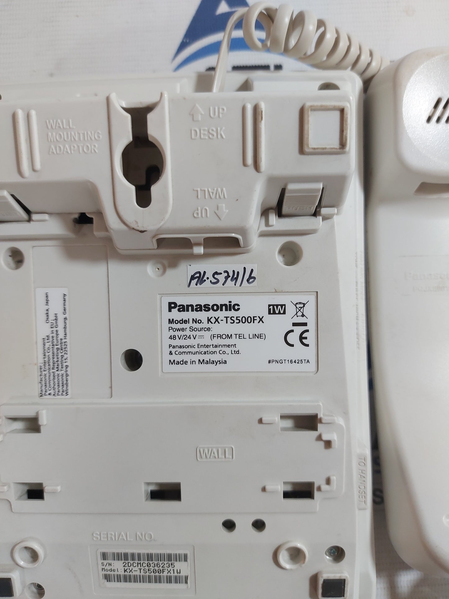 PANASONIC KX-TS500FX1W PROPRIETARY TELEPHONE