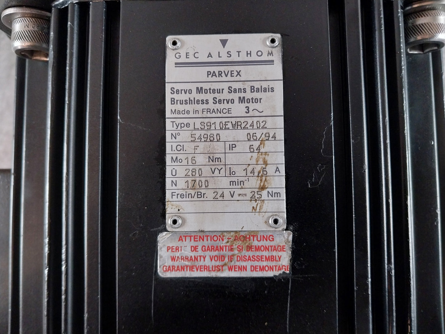 PARVEX LS910EWR2402 BRUSHLESS SERVO MOTOR