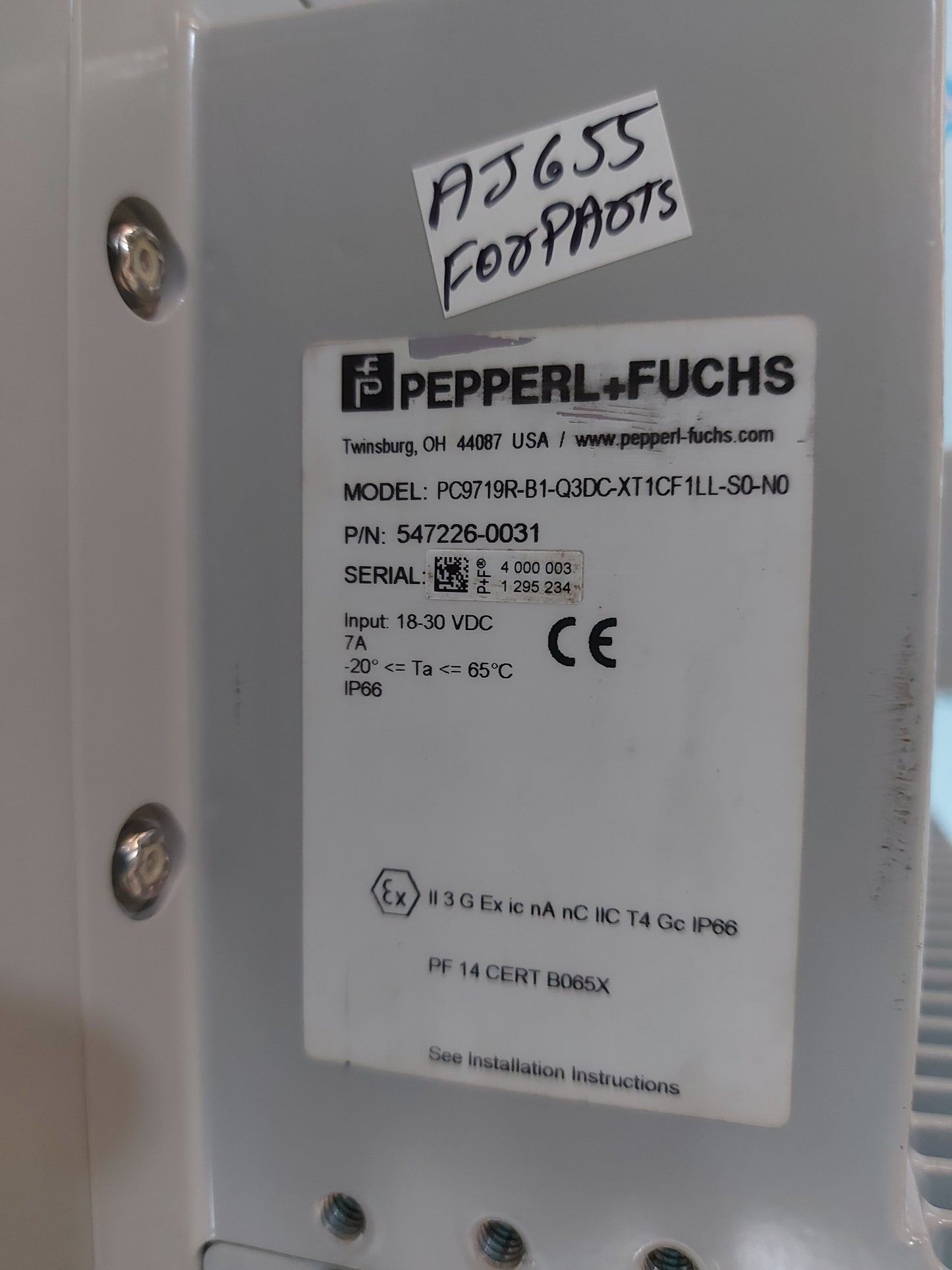 PEPPERL+FUCHS PC9719R-B1-Q3DC-XT1CF1LL-S0-N0 TOUCHSCREEN DISPLAY