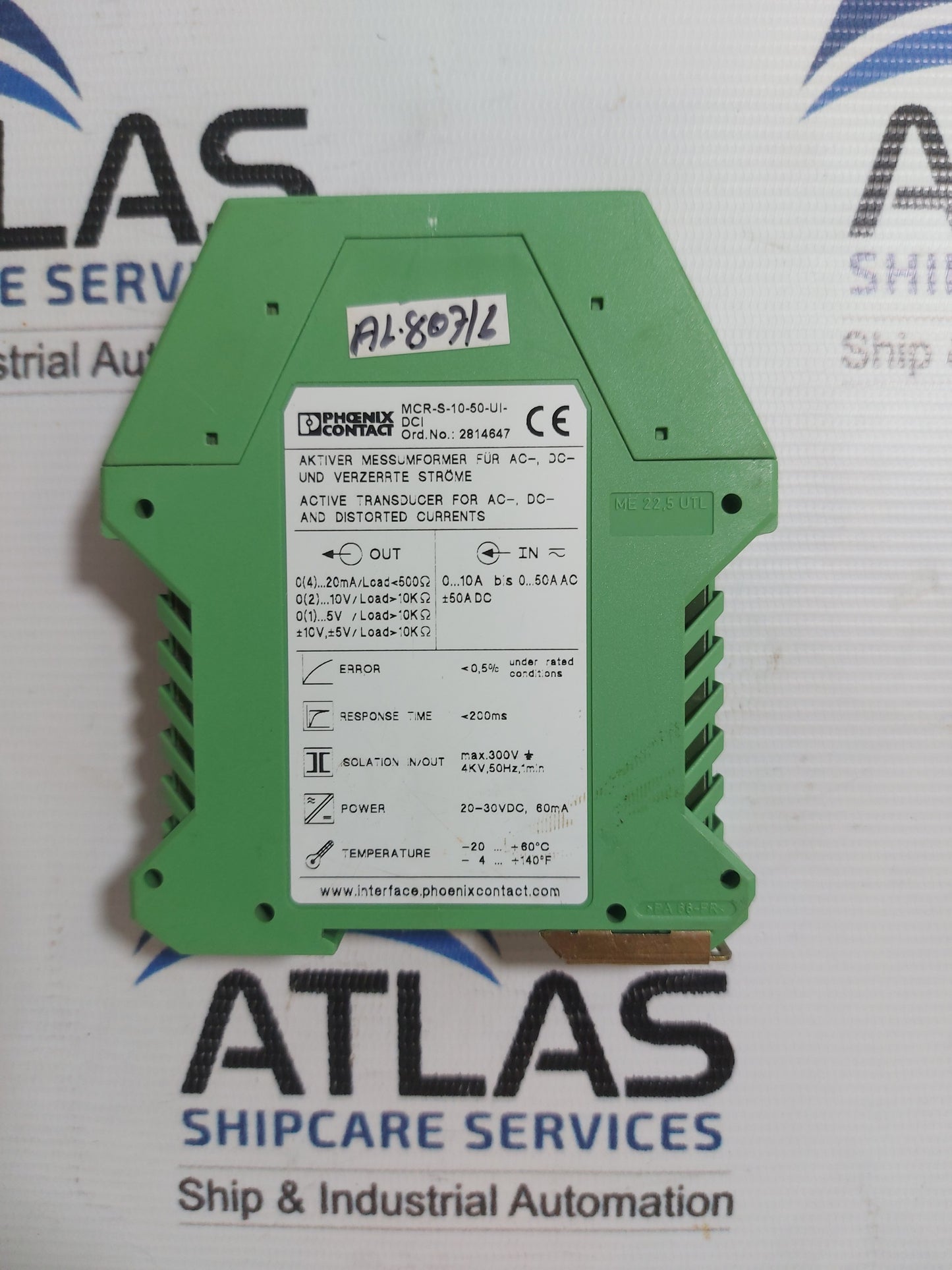 PHOENIX CONTACT MCR-S-10-50-UI-DCI CURRENT TRANSDUCER