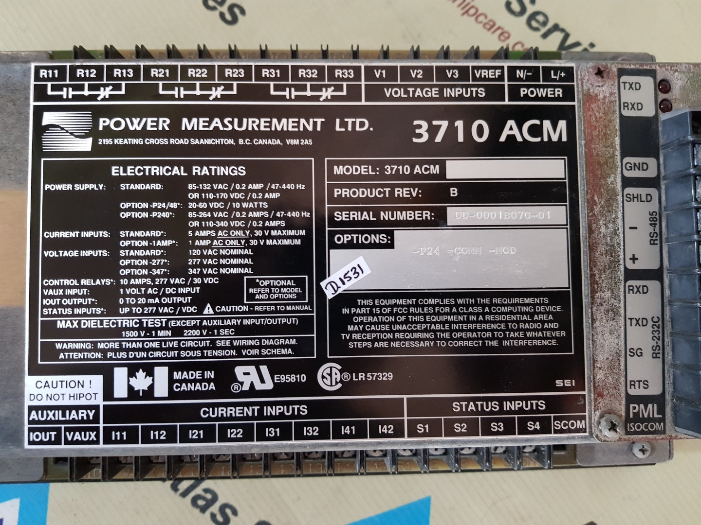 POWER MEASUREMENT 3710 ACM POWER METER