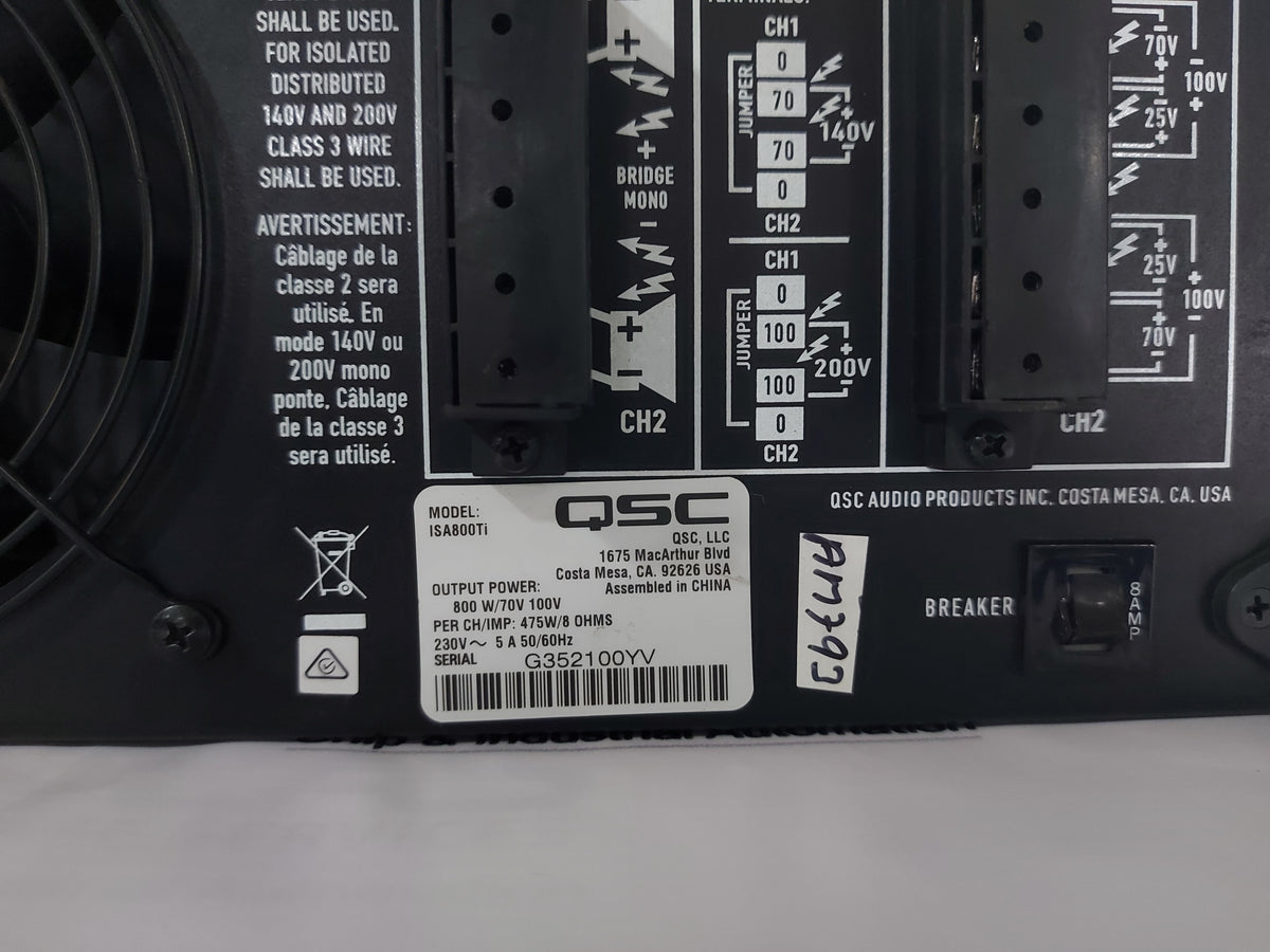 QSC ISA 800Ti PROFESSIONAL AMPLIFIER