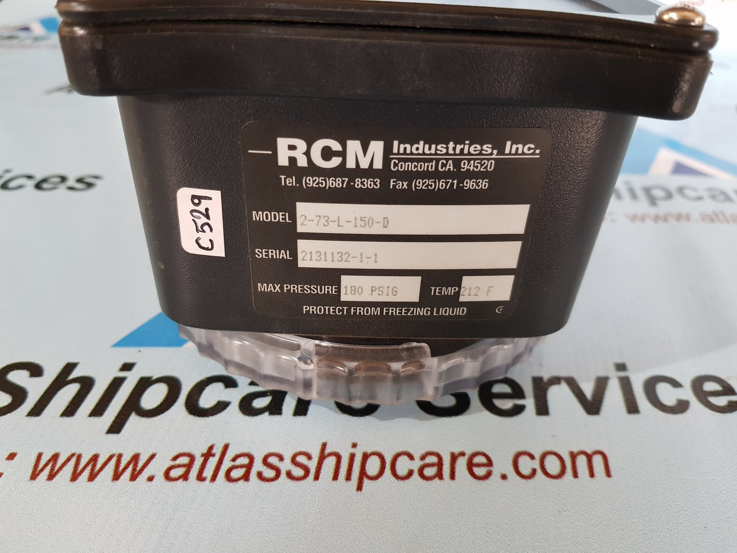 RCM 2-73-L-150-D FLOW METER 180 PSIG