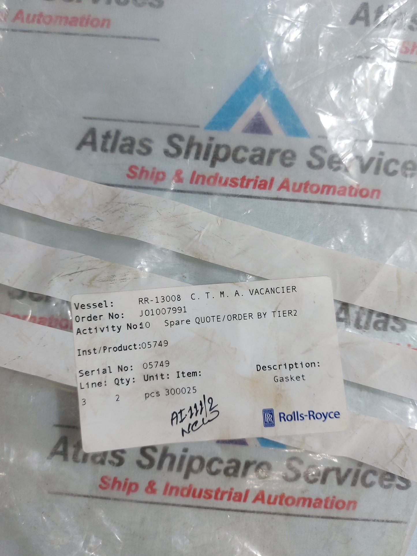ROLLS-ROYCE RR-13008 C.T.M.A. VACANCIER GASKET
