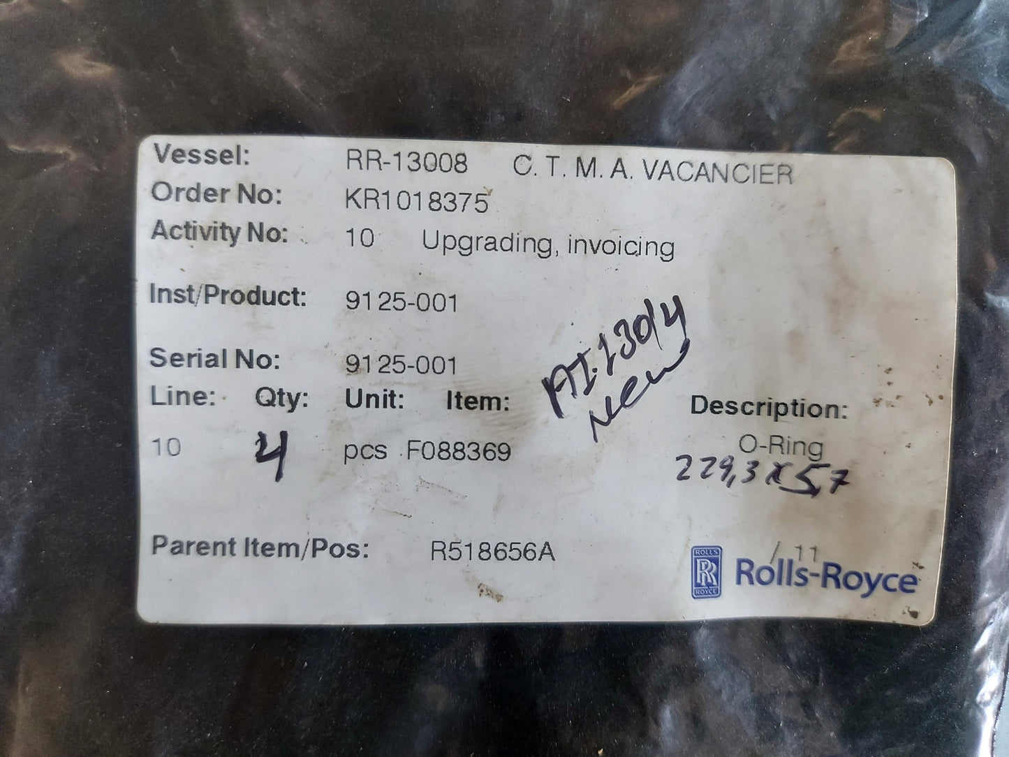 ROLLS-ROYCE RR-13008 C.T.M.A. VACANCIER O-RING