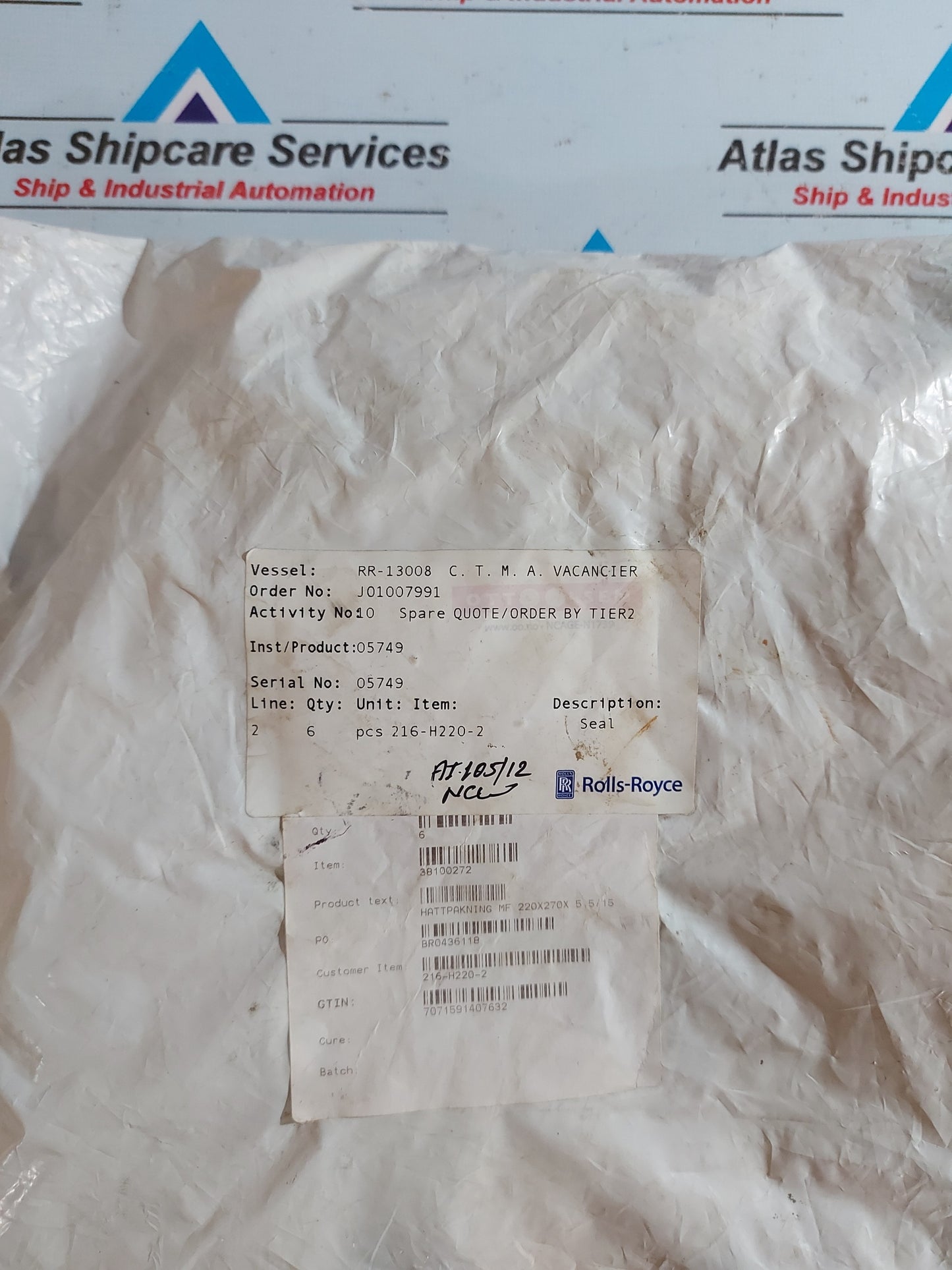 ROLLS-ROYCE RR-13008 C.T.M.A. VACANCIER SEAL
