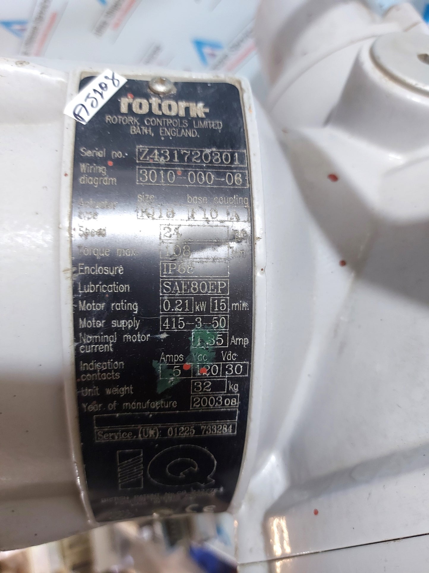 ROTORK IQ18 F10 A ACTUATOR WITH STANDARD HANDWHEEL