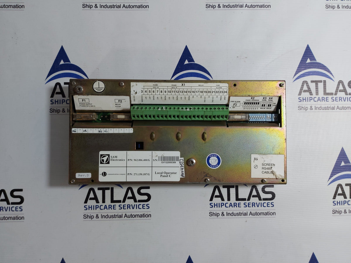 SAM ELECTRONICS MCS 40M GEAMAR MONITORING AND CONTROL SYSTEM 962.006.400/G REV.D