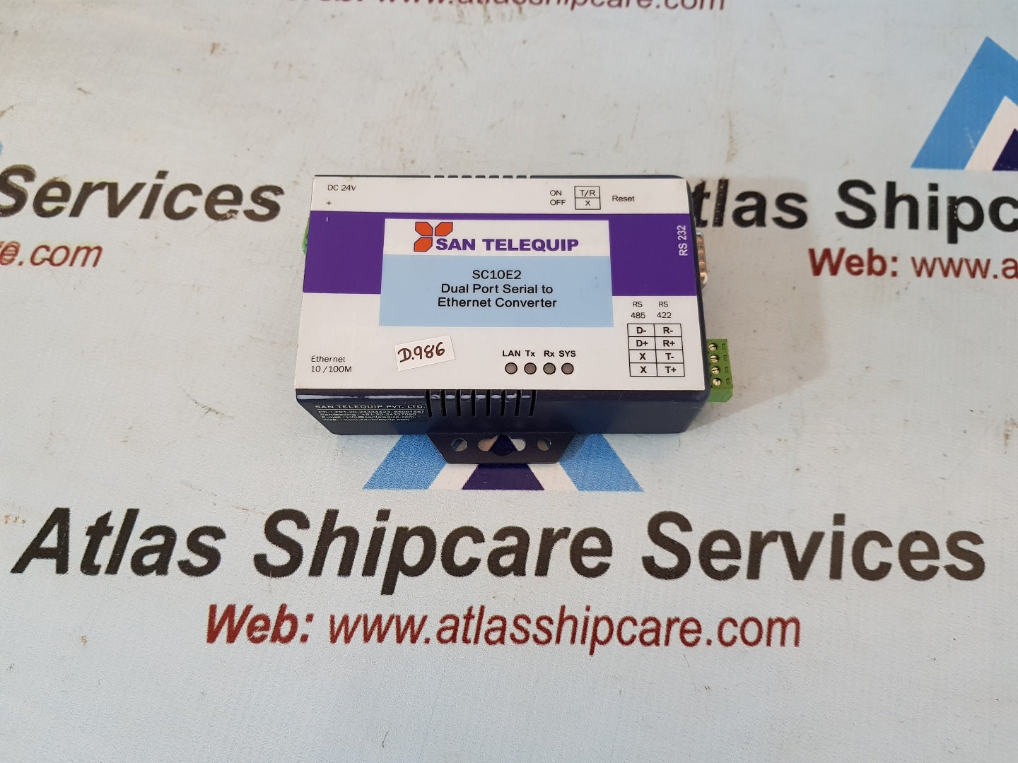 SAN TELEQUIP SC10E2 DUAL PORT SERIAL TO ETHERNET CONVERTER