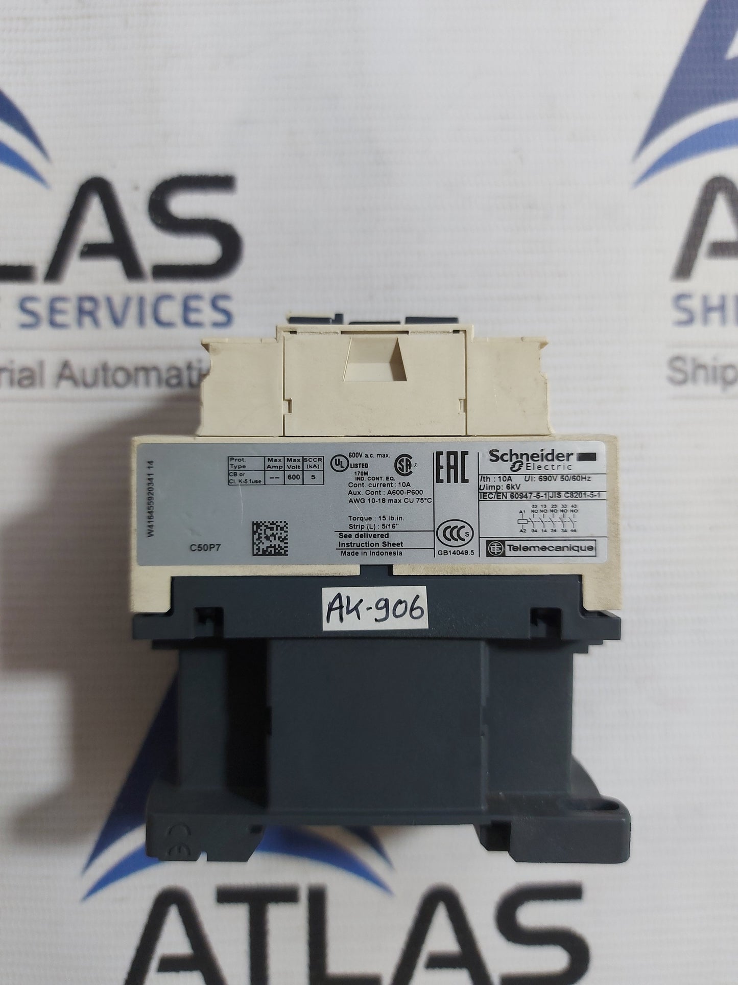 SCHNEIDER ELECTRIC CAD 50 AUXILIARY CONTACTOR 10A 690V