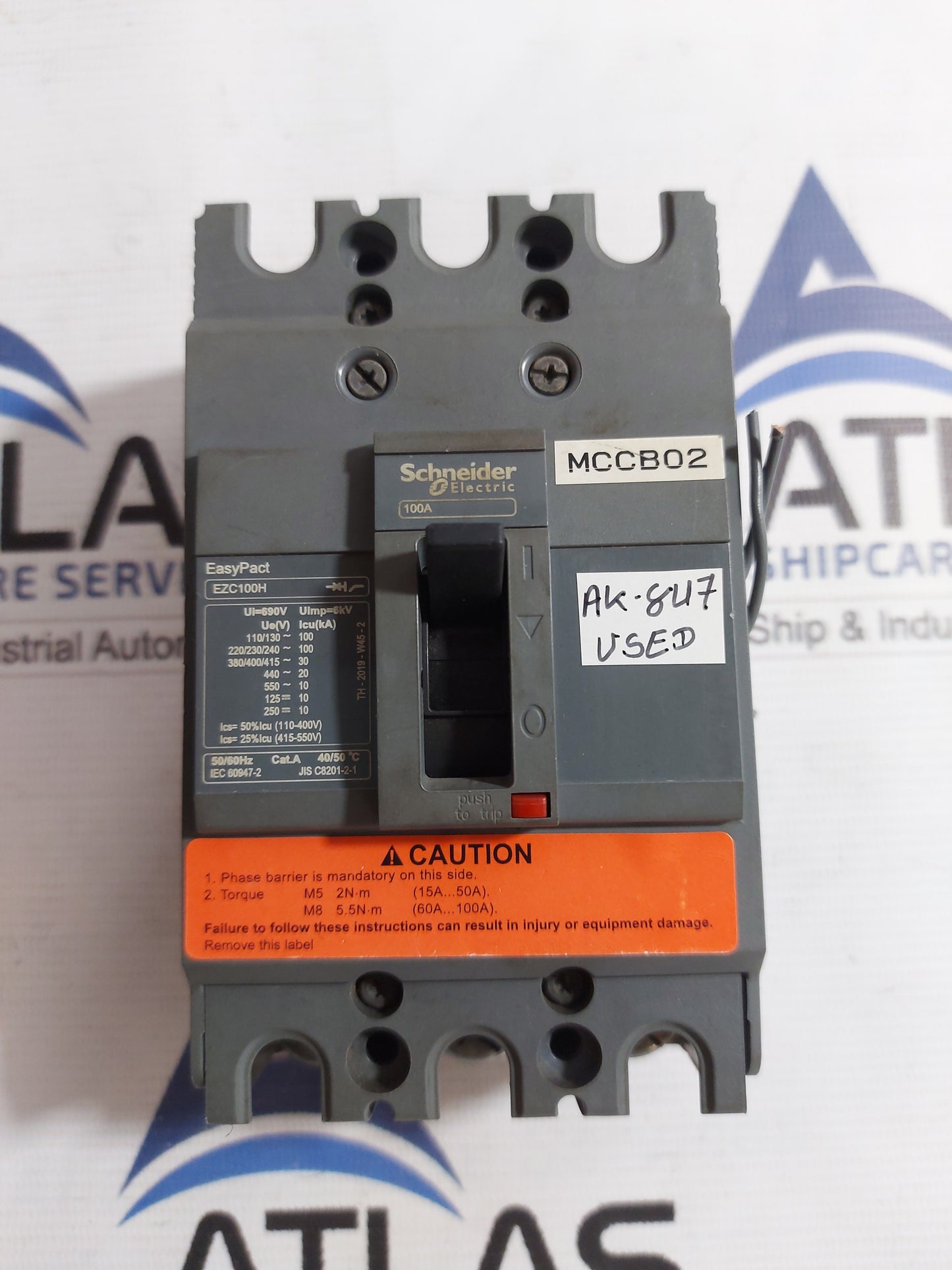 SCHNEIDER ELECTRIC EASYPACT EZC100H CIRCUIT BREAKER 3 POLE 100A